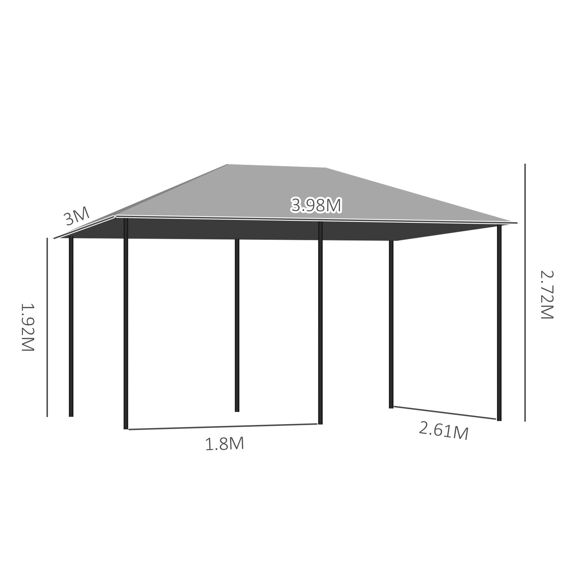  Gazebo din Otel 3x4 m cu Acoperis din Material Textil si 6 Perdele Detasabile, Gri [2]