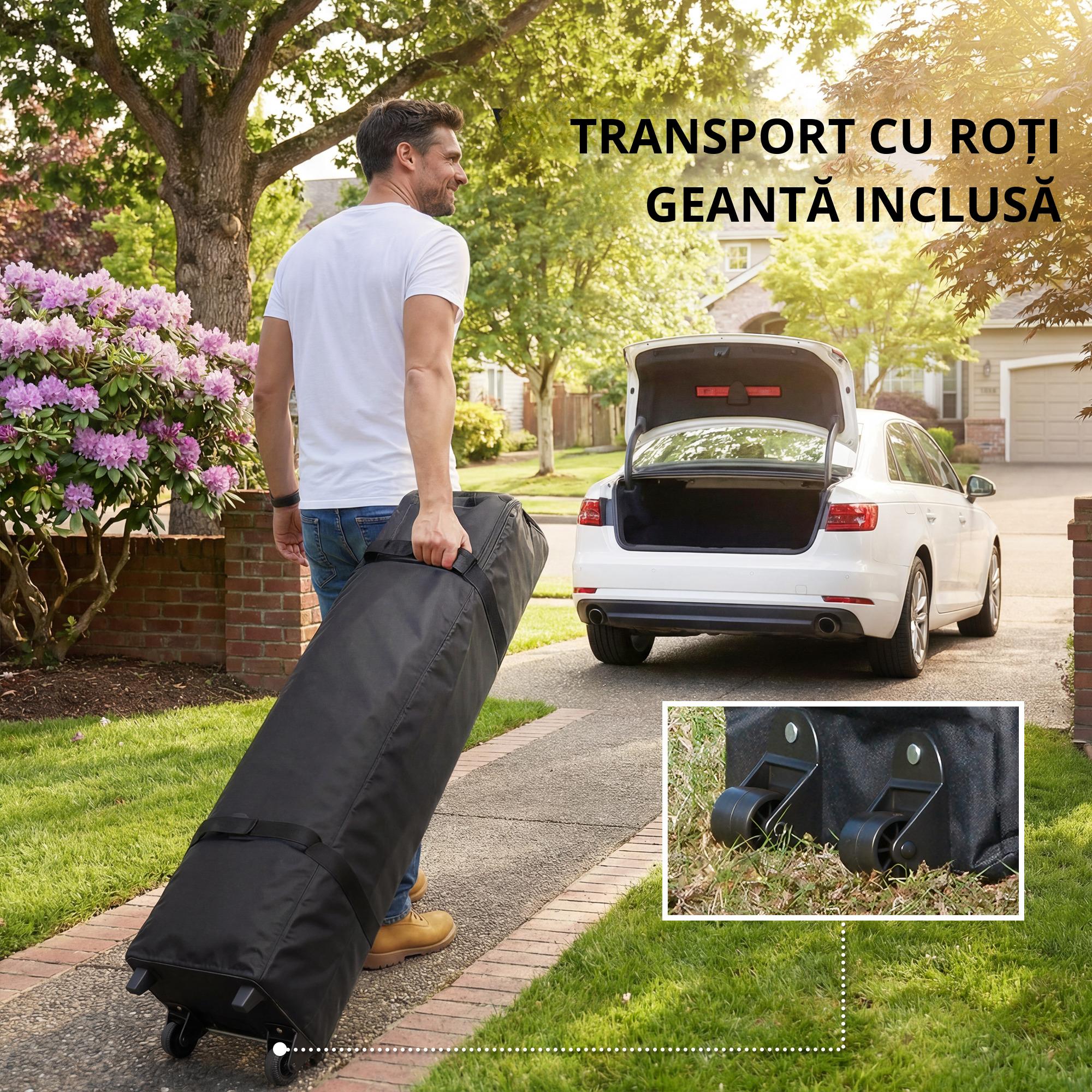  Pavilion Pliabil 3,6x3,6m cu Pereti, inaltime Reglabila si Protectie UPF50+, Geanta cu Roti, Gri [3]