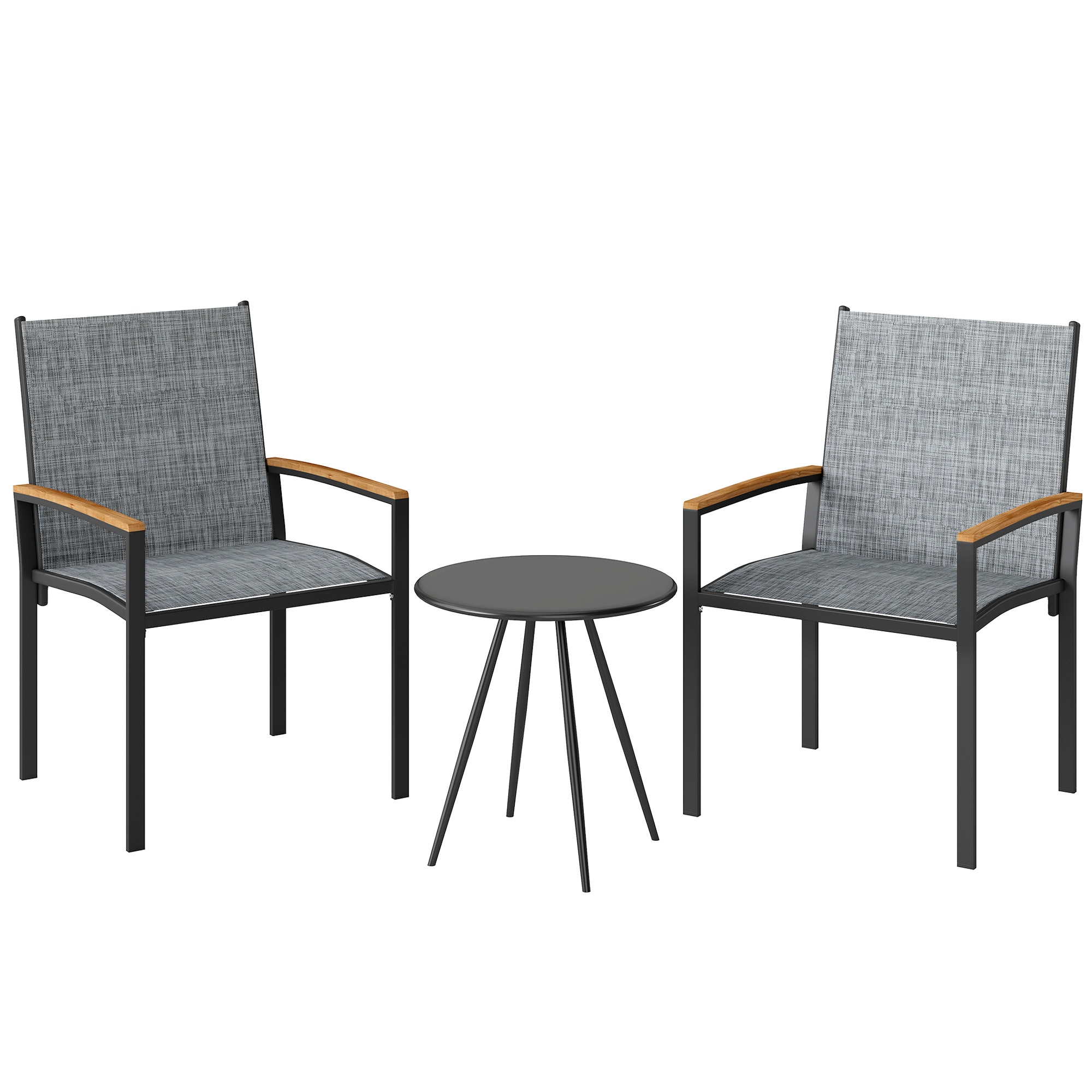 Gradina & balcon -  Set bistrou 3 piese: Scaune din plasa si masa, Gri mixt.