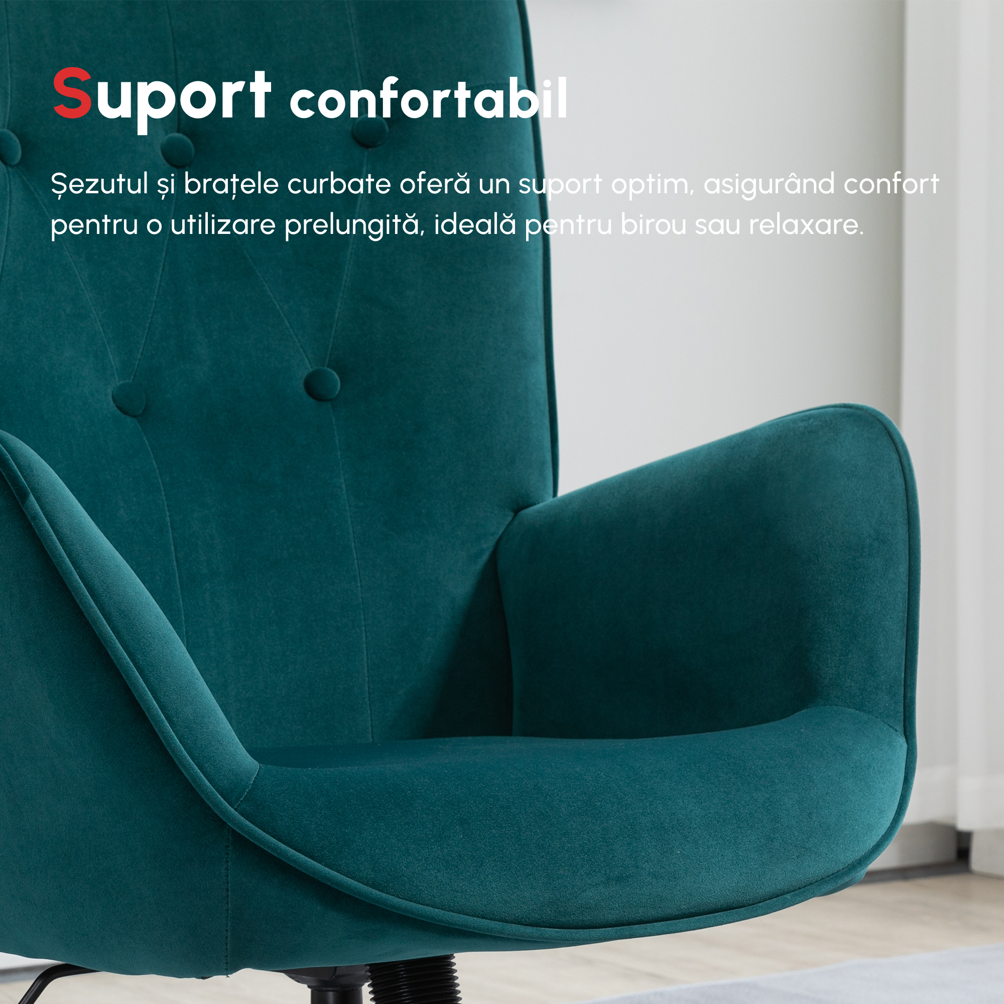  Fotoliu Catifea Albastra - Pivotant cu Cotiere & Reglabil [6]