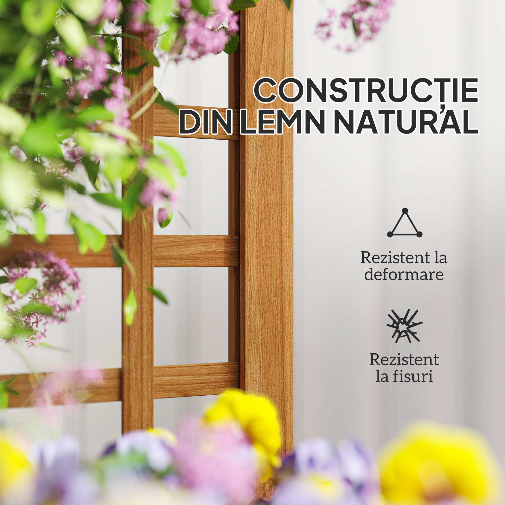  Pat inaltat pentru Gradina cu Grilaj si Orificiu de Drenaj, 40x40x120 cm, Maro Deschis [4]