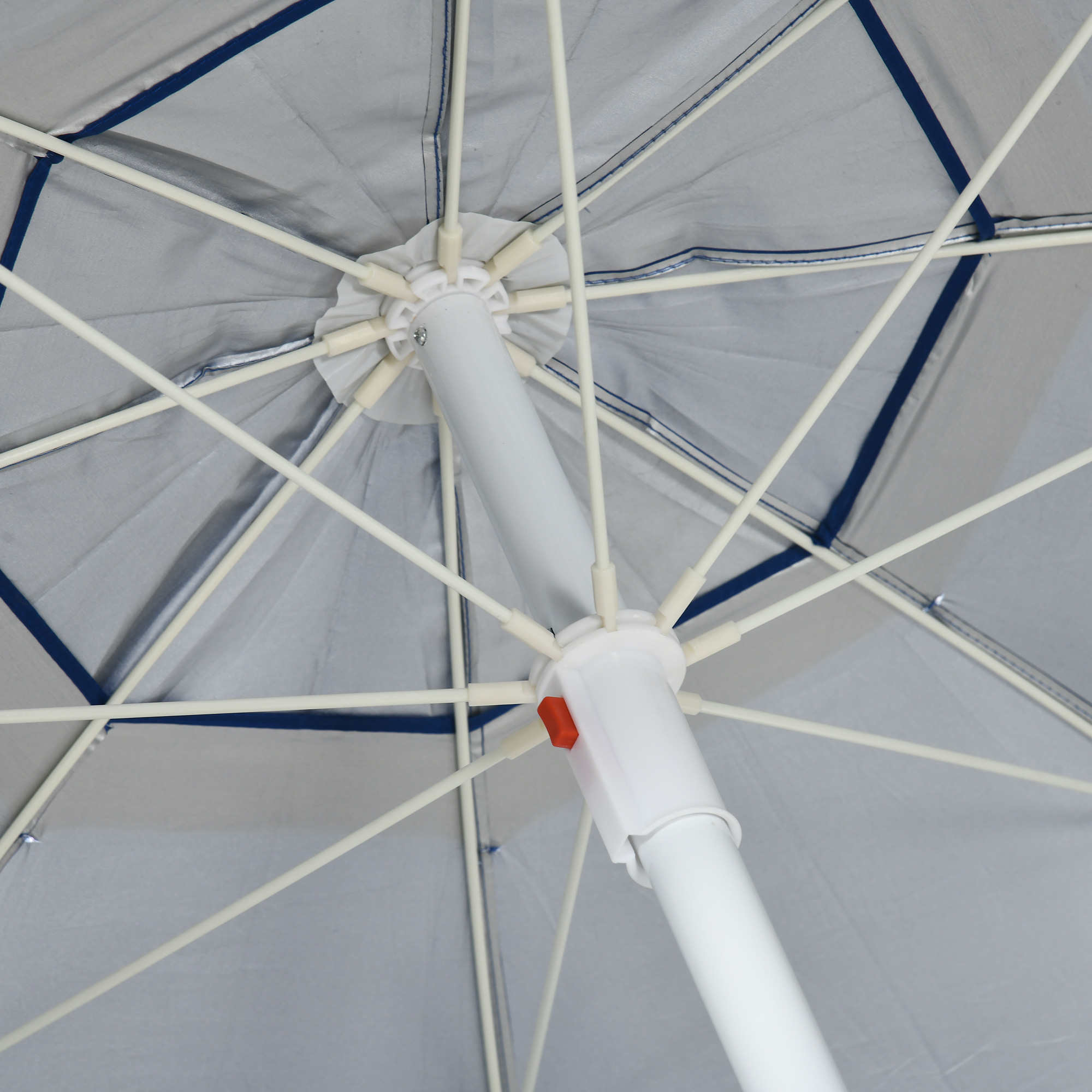  Umbrela de Plaja cu Acoperis inclinabil la 45°, Ferestre si 2 Buzunare, Ø191x211 cm, Albastru [8]