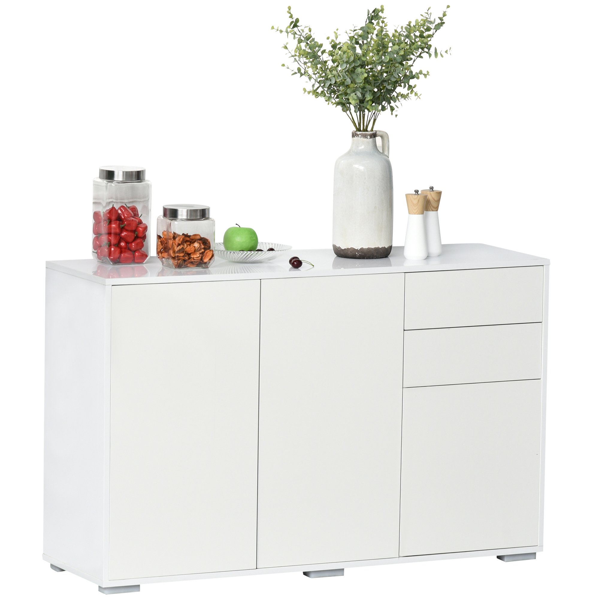  Dulap Multiuz 2 Sertare si 2 Compartimente cu usa Deschidere prin apasare, Alb [8]