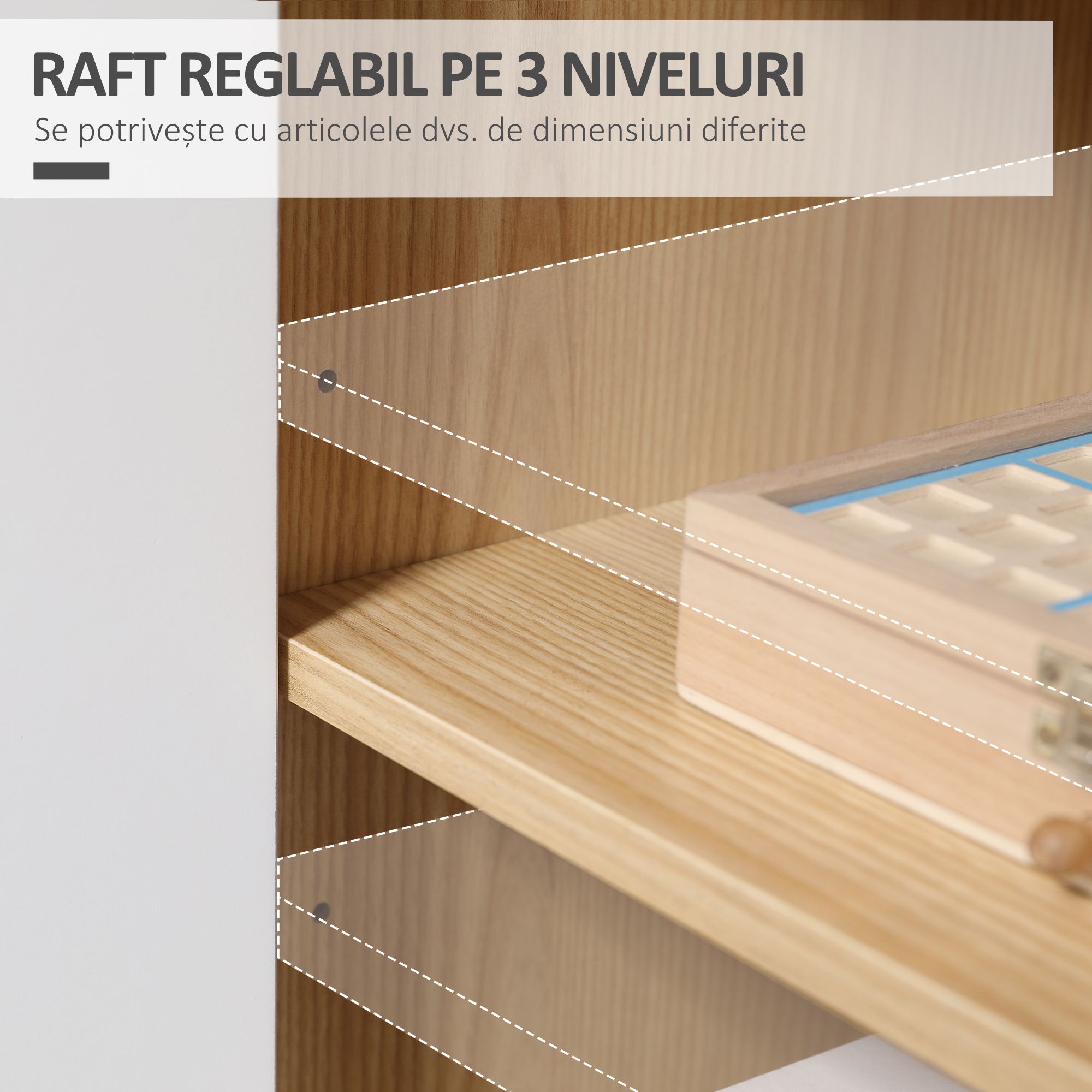  Dulap Modern Depozitare - Rafturi Reglabile, Alb & Lemn Natural [4]