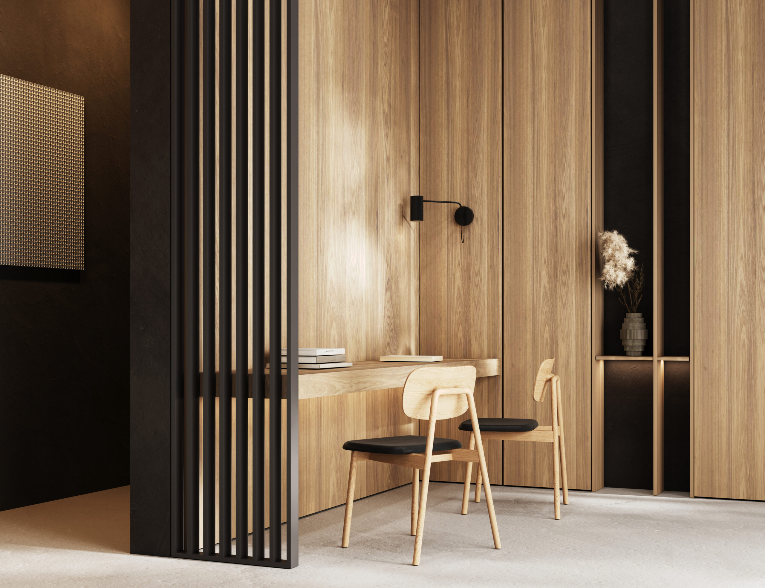 Riflaj perete despartitor MDF, LDA PREMIUM, Negru, 275x58 cm [7]