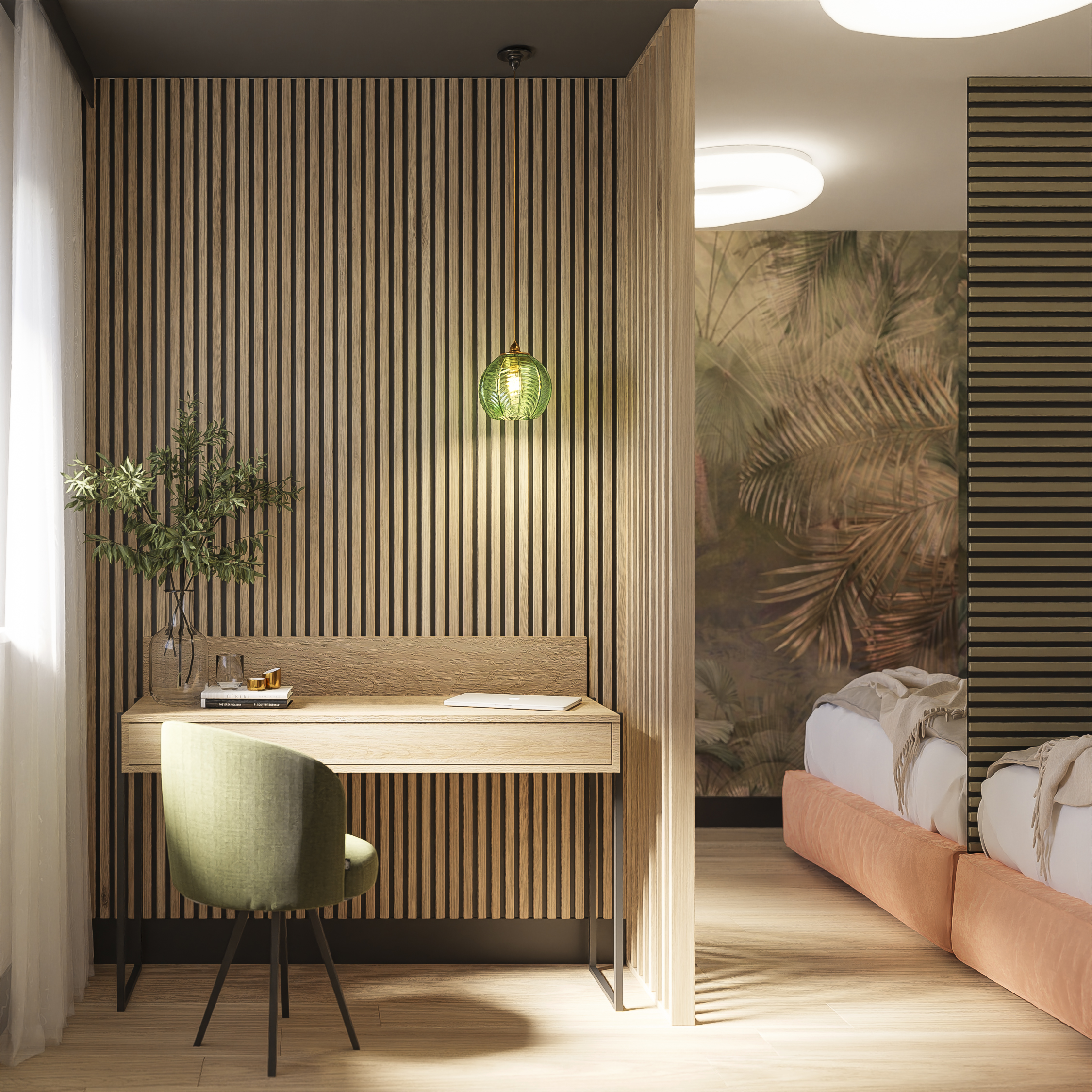 Riflaj perete despartitor MDF, LDA PREMIUM, Stejar Saragossa, 275x58 cm [9]