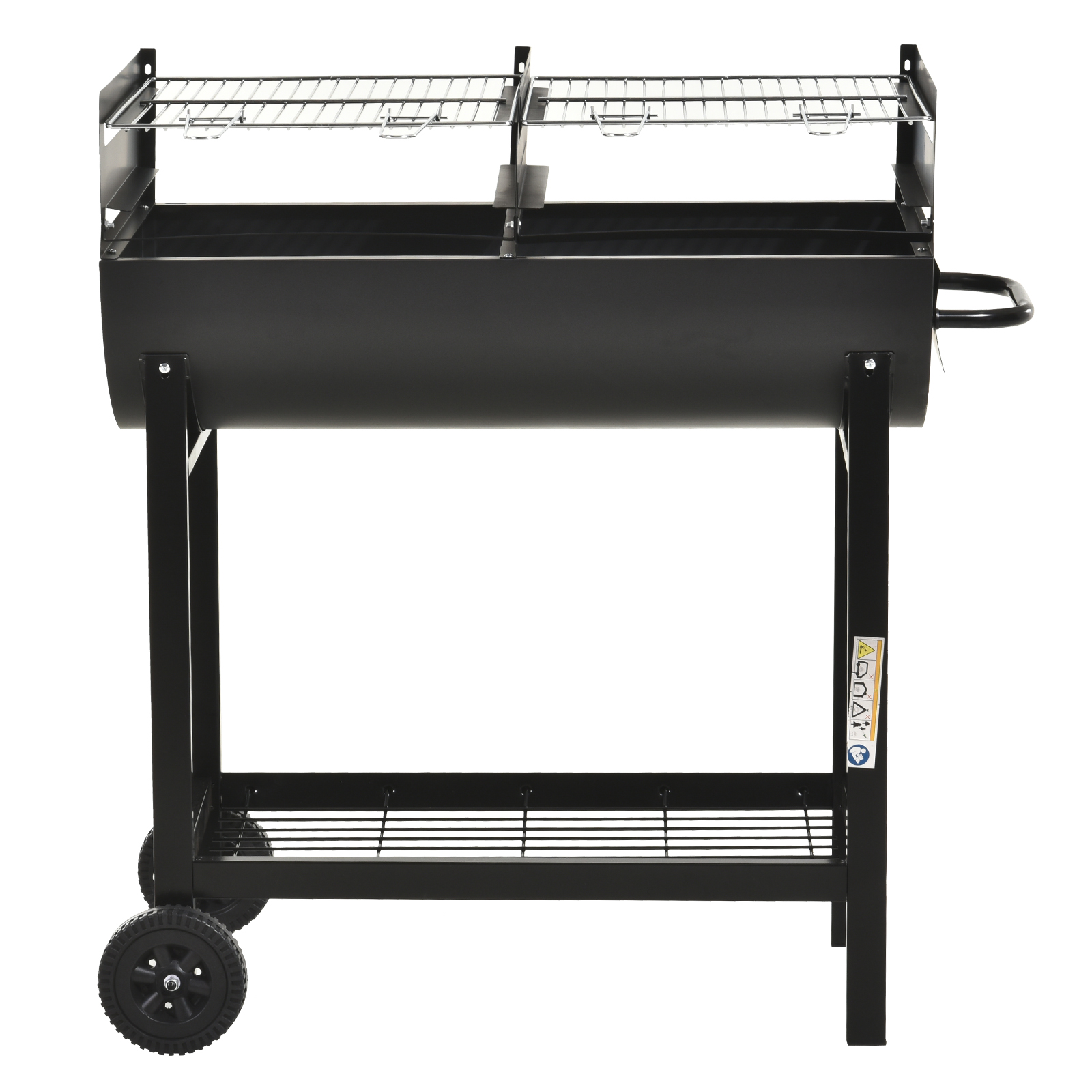  Gratar din Otel cu 2 Grile Independente Negru 90cm x 45cm x 96cm [6]