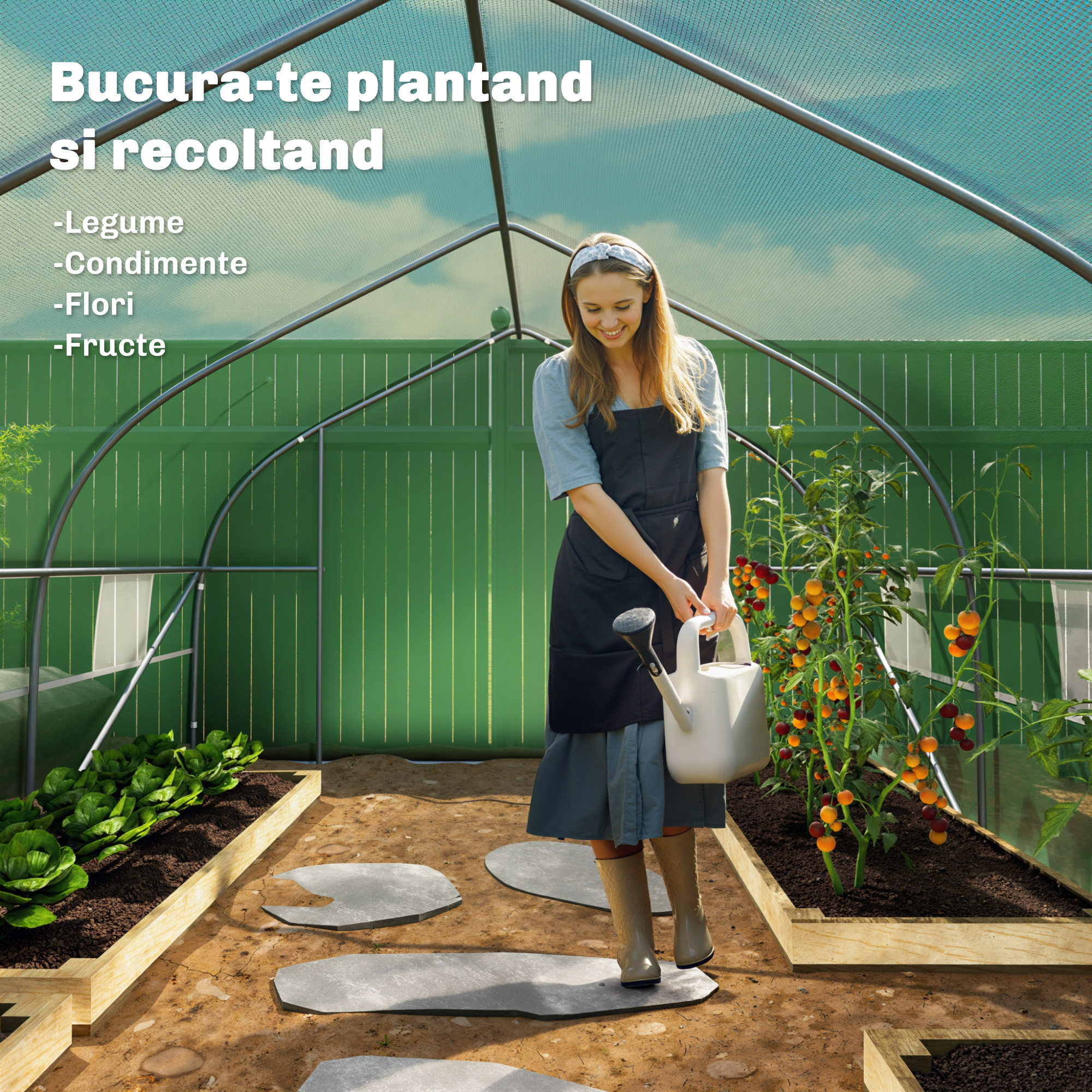  Sera Tunel Gradina - PE, Usa cu Fermuar & Ferestre Ventilatie [6]