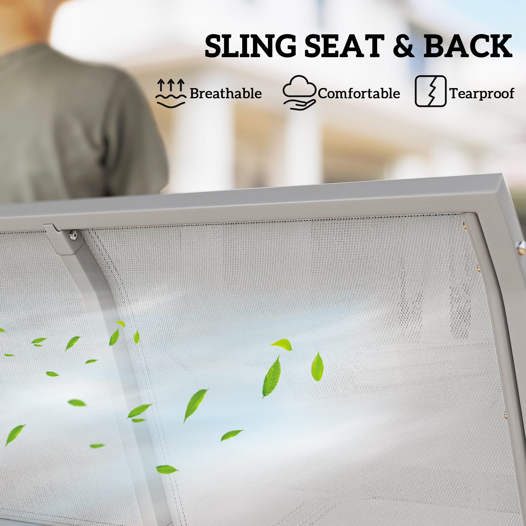  Leagan de Gradina cu 3 Locuri si Acoperis Parasolar Detasabil, 171x108x154 cm, Gri Deschis [4]