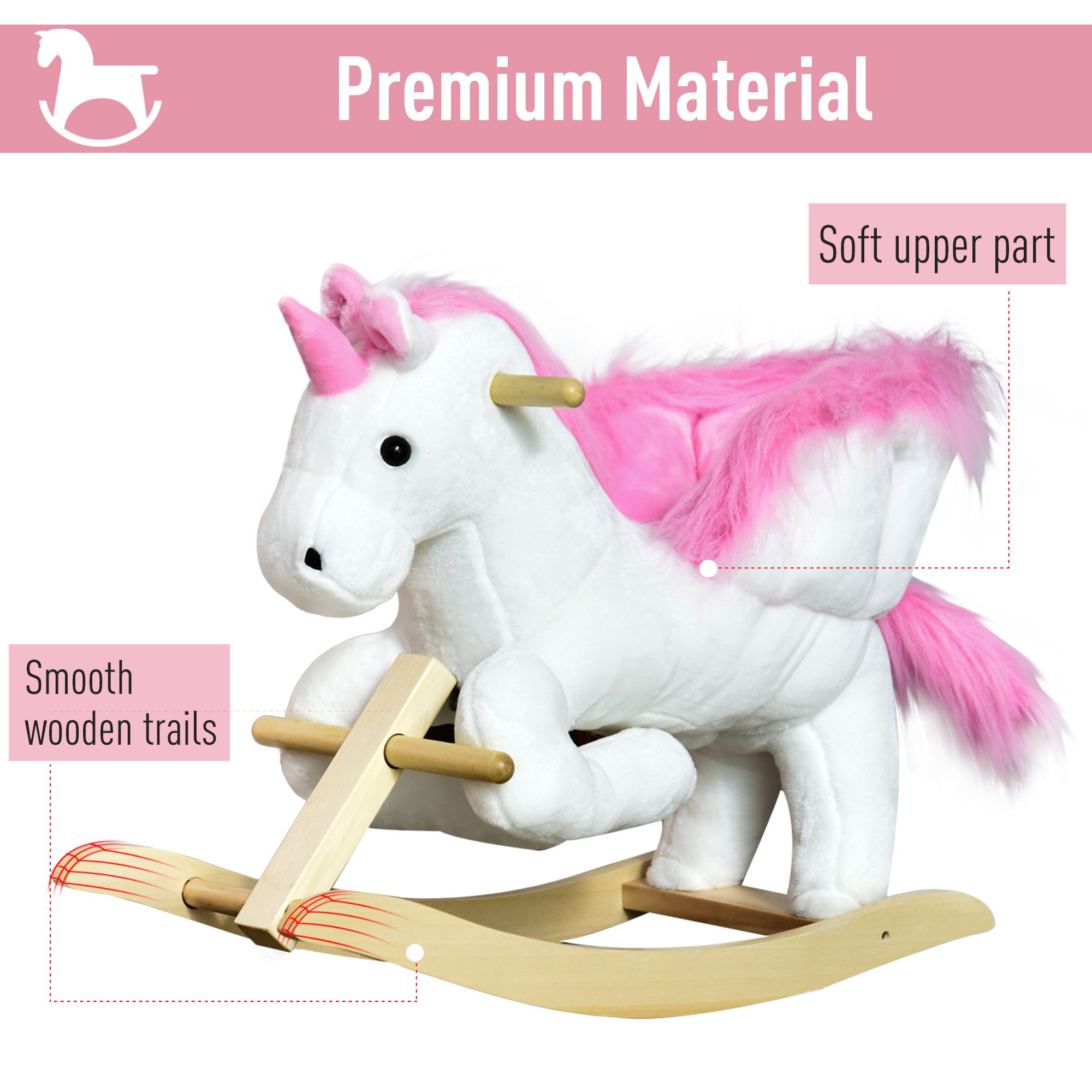  Cal tip Balansoar Unicorn cu Musica din Metal si Lemn 65x32x55cm [5]
