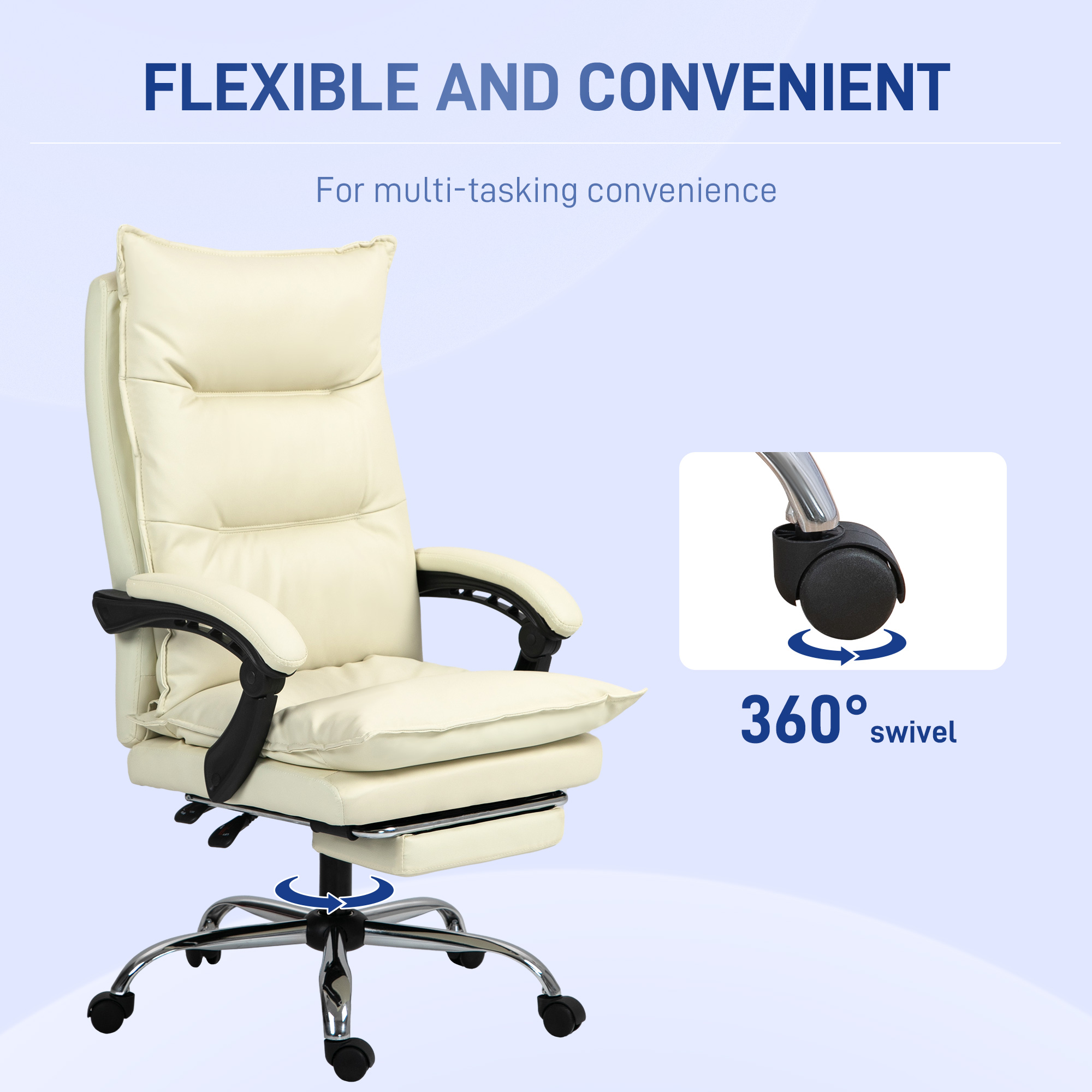  Fotoliu Birou Negru - Rabatabil, Suport Picioare & Ergonomic [5]