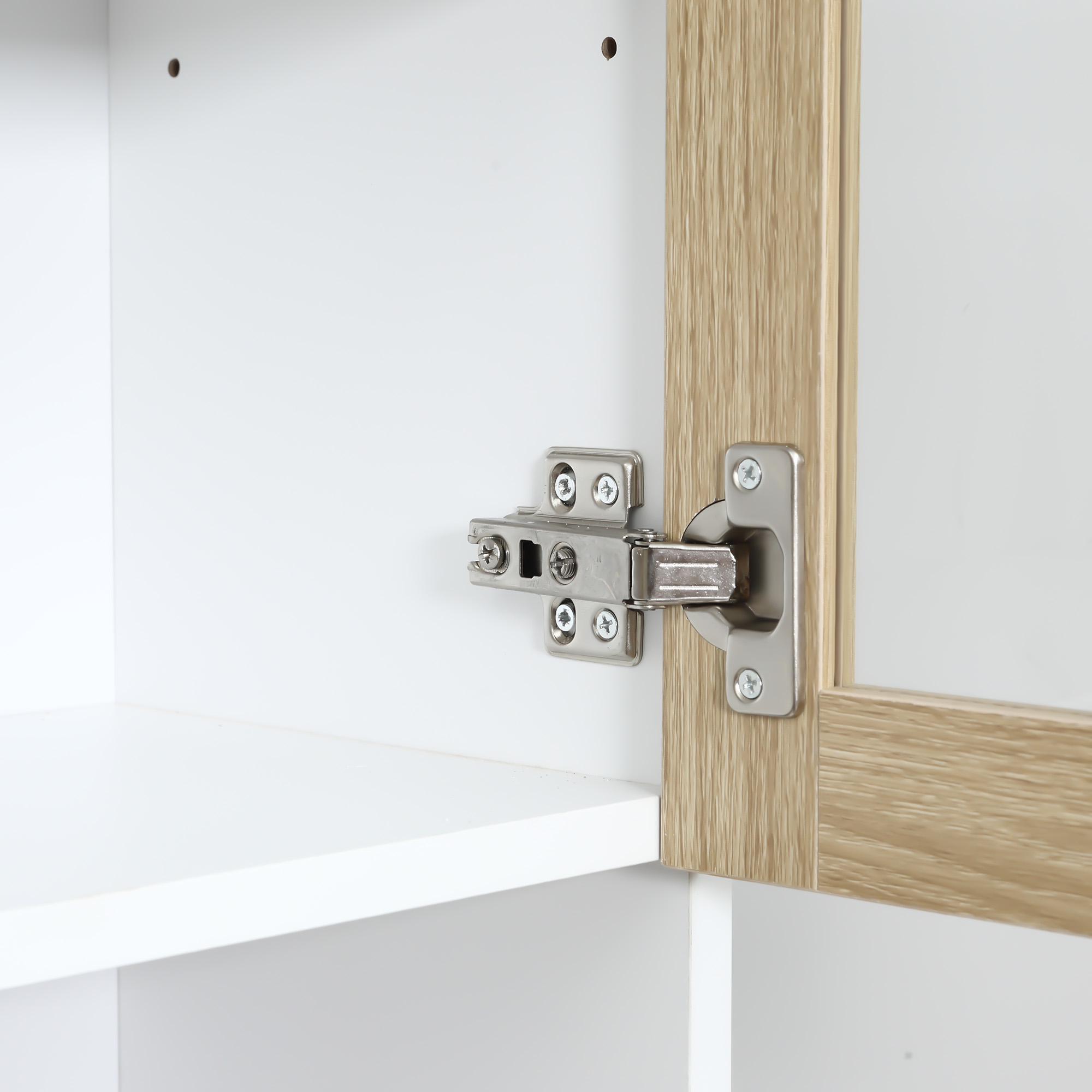  Credenta Lemn Bucatarie cu Sertare & Usi Sticla, 80×40×180 cm [8]