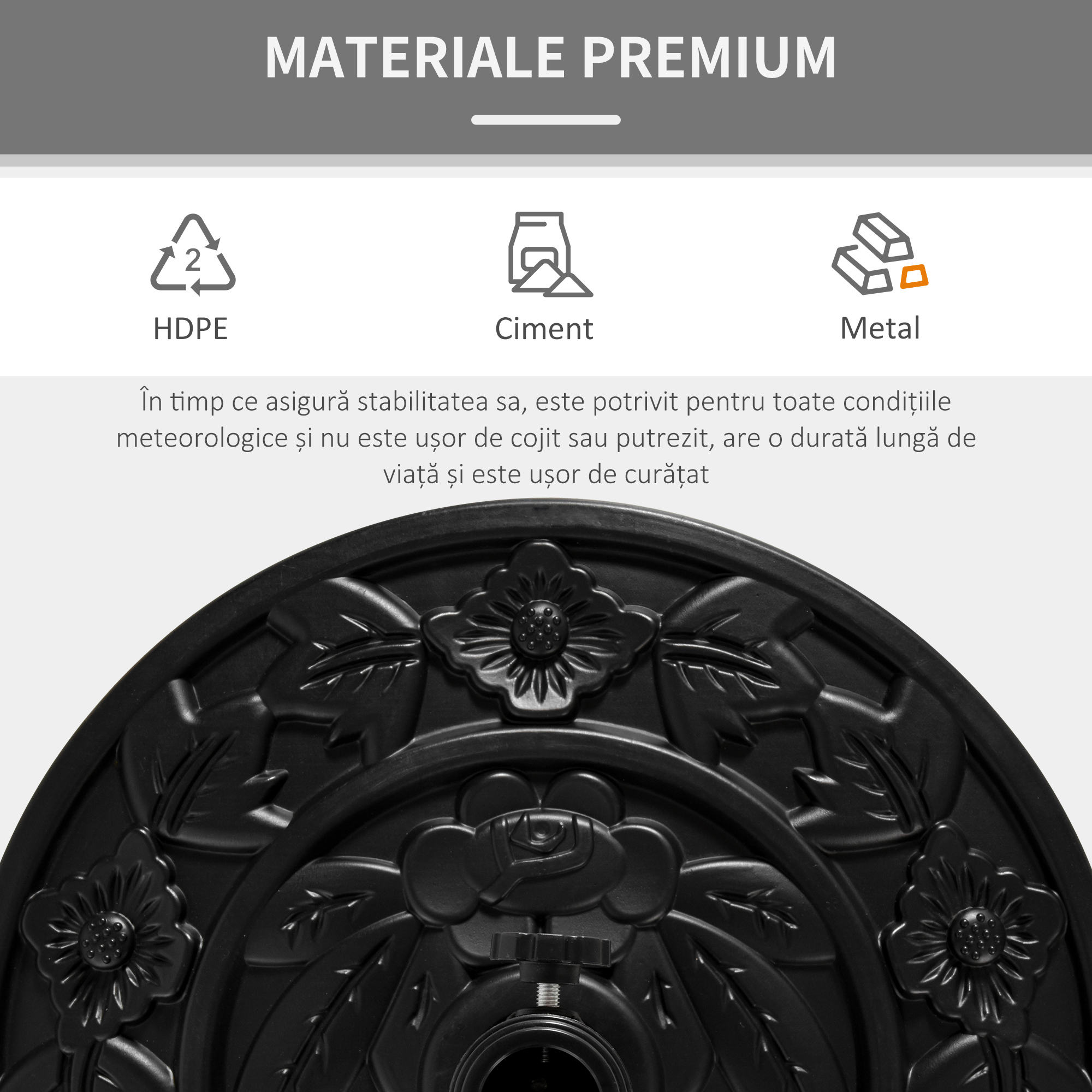  Baza pentru Umbrela de Soare Semiluna 10kg in Ciment [6]