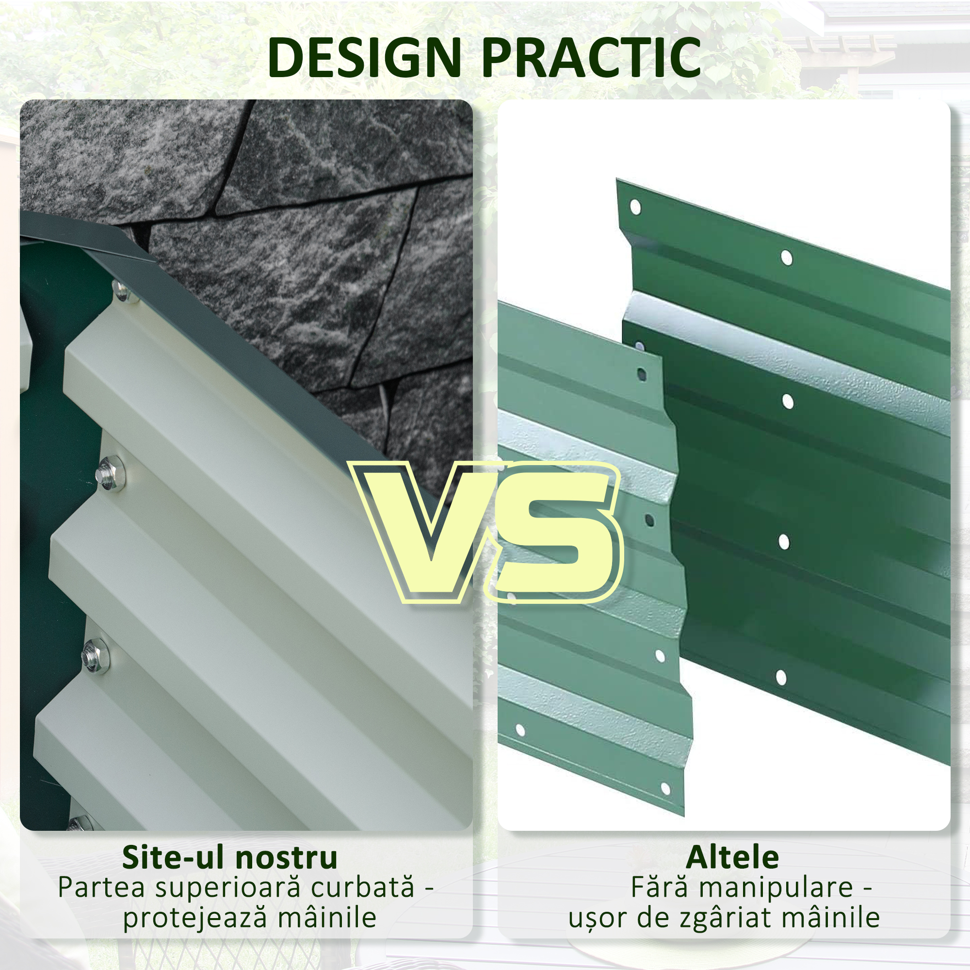  Pat de Gradina Suprainaltat 120x120x30cm Galvanizat, Pat Suprainaltat pentru Plante cu Cadru din Otel pentru Legume, Flori, Plante si Ierburi, Verde [6]