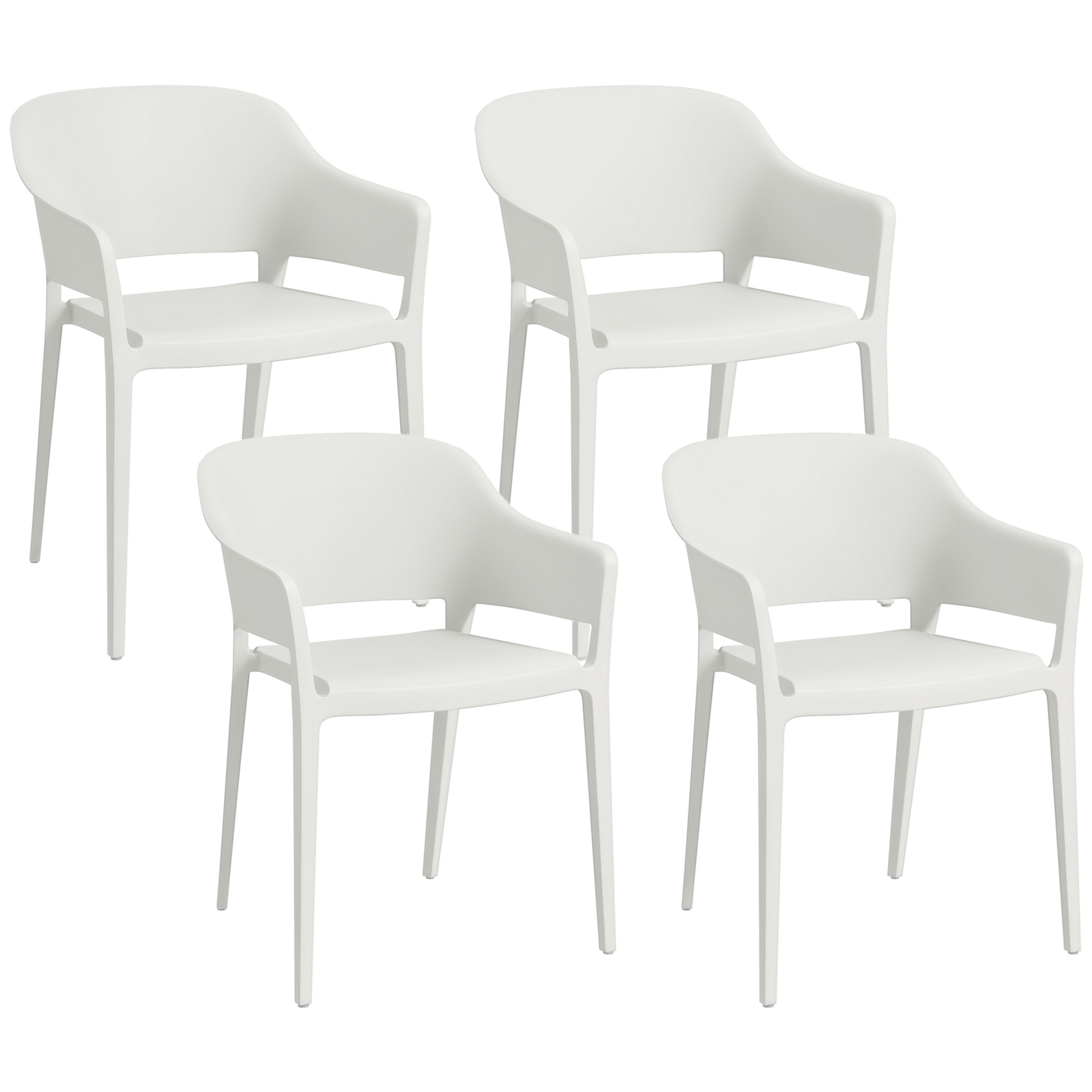 Gradina & balcon -  Set 4 Scaune Gradina Plastic PP - Spatar inalt, Cotiera, Rezistente UV