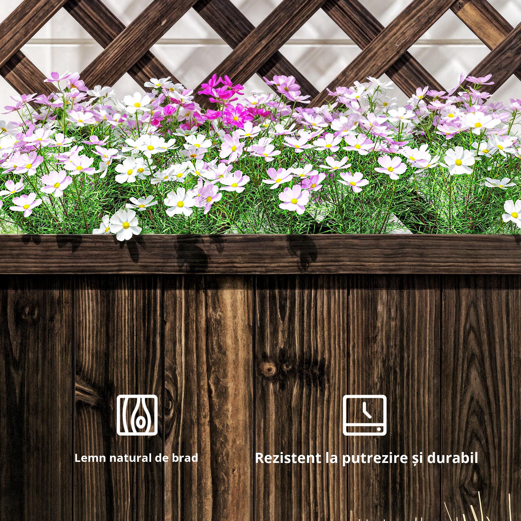  Jardiniera de Exterior cu Spalier, Grilaj pentru Plante Cataratoare si Ghiveci, 72.5x31.5x149.5 cm, Lemn Natural [3]