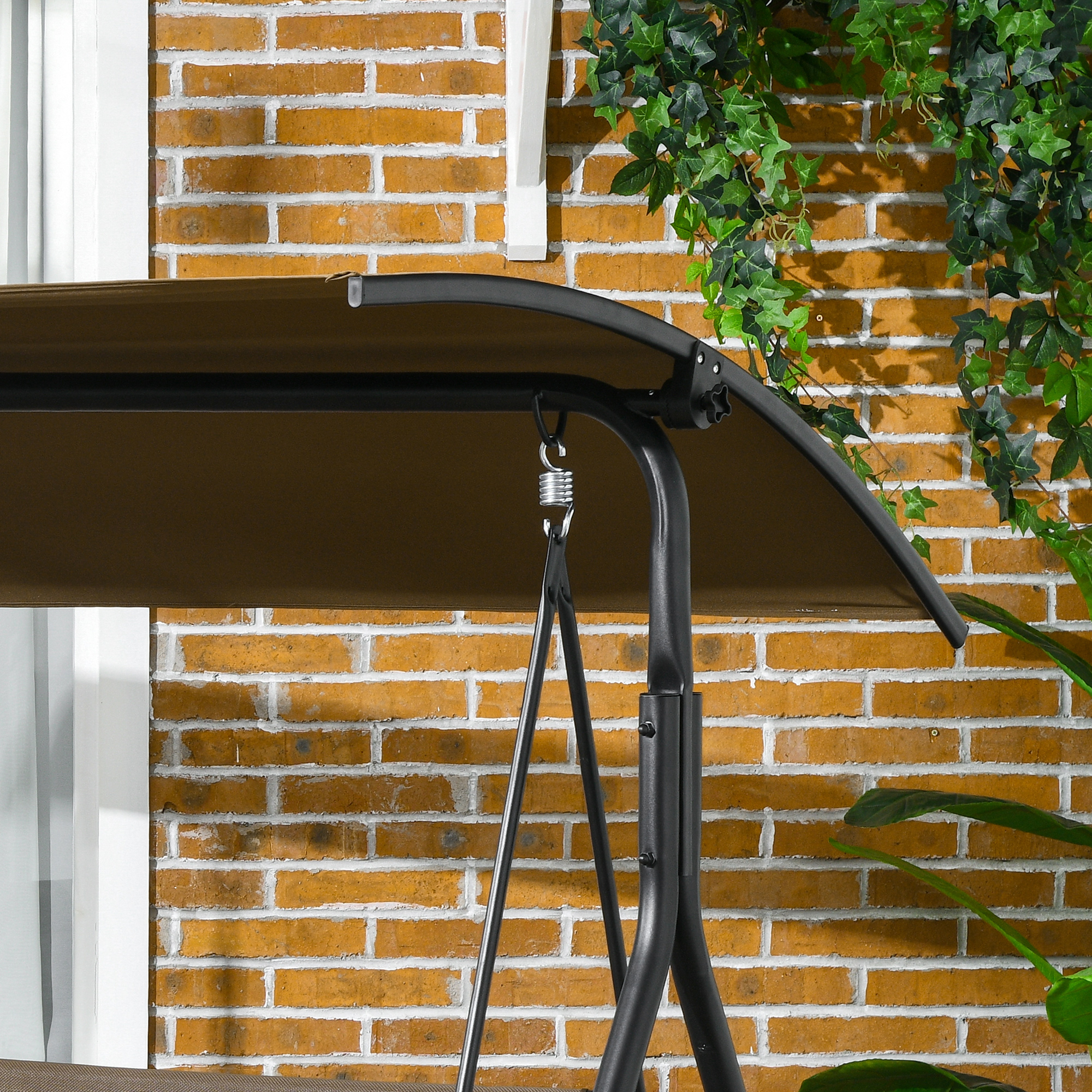  Balansoar de Gradina cu 3 Locuri si Parasolar Reglabil, 172x110x153 cm, Maro [8]