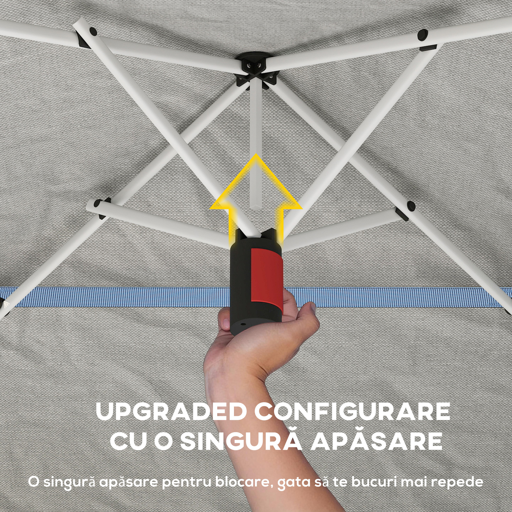  Pavilion Pop-Up pliabil 3.5x3.5 m cu acoperis dublu si geanta, din metal si material Oxford, gri inchis [5]