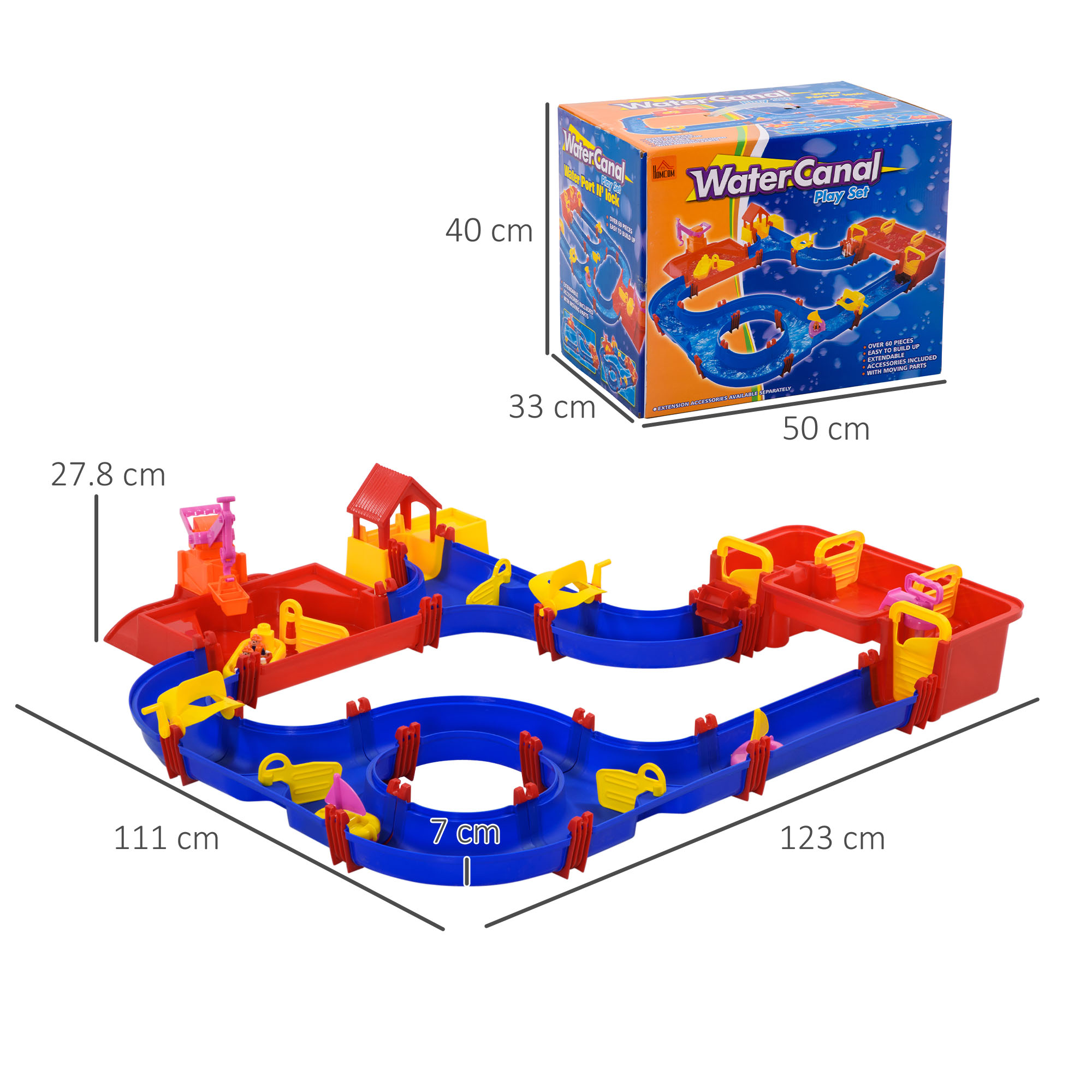  Playset pentru apa 78 Piese pentru Copii 3-6 Ani, 123x90x7cm, Albastru si Rosu [2]