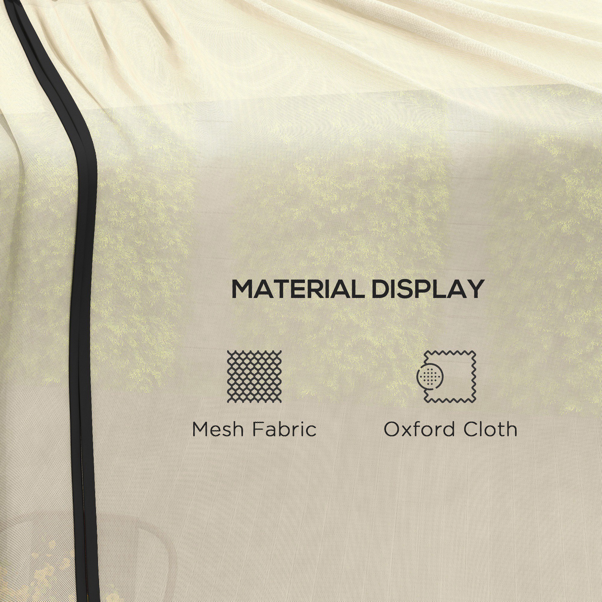  Plasa de tantari pentru Umbrela cu Ochiuri Dense si Deschidere cu Fermoar, 3x2,3 m, Bej [4]