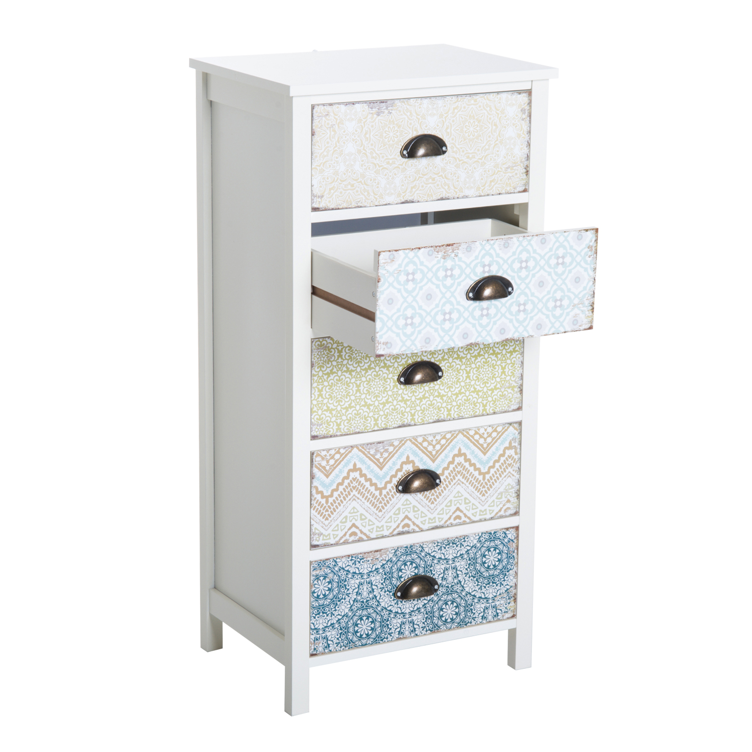 Mobila living -  Comoda Dulapior Vintage cu 5 Sertare Fantezie, 46x34x97.5cm