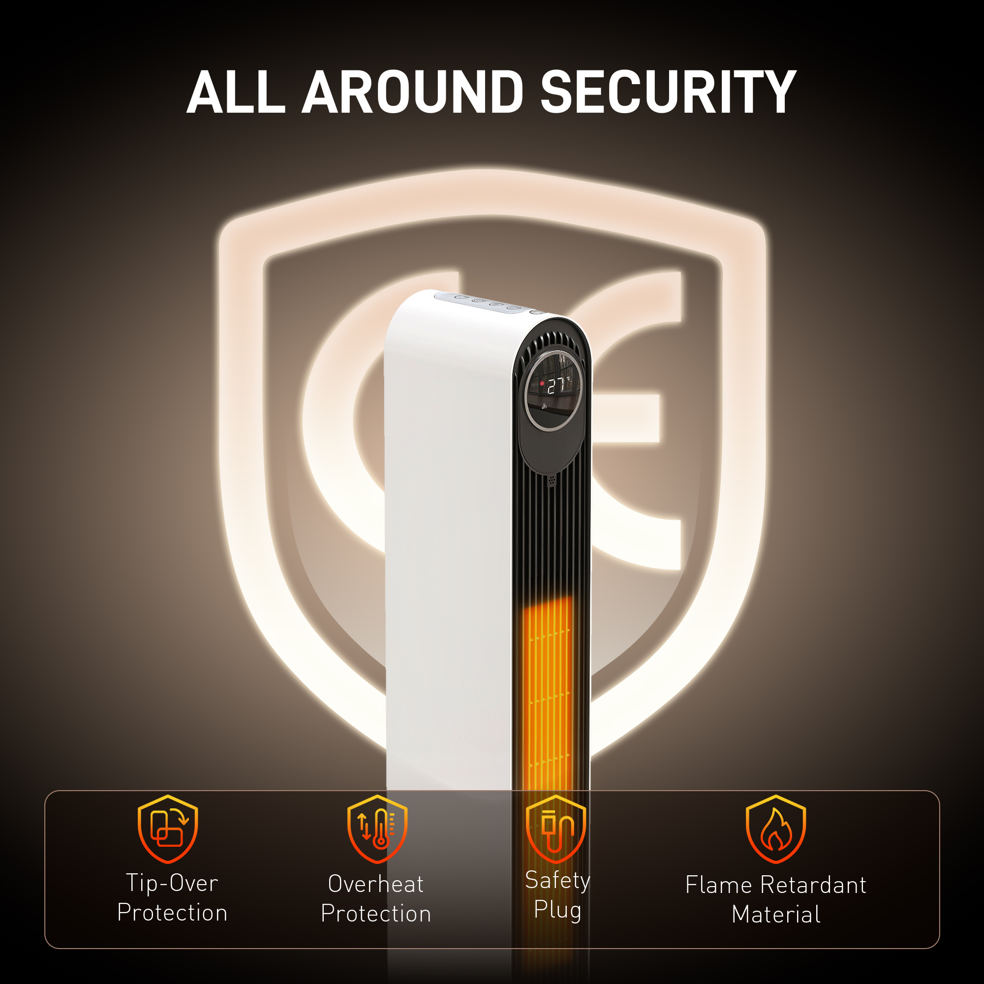  incalzitor Electric cu Ventilator 2000W cu Telecomanda 30x22x82,5 cm, Alb [8]