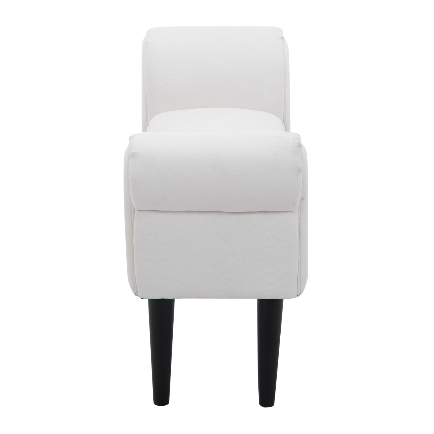  Banca de Capat de Pat cu Cotiere Rulate, Banca Captusita pentru Dormitor, 102x35x51 cm, Alb [8]