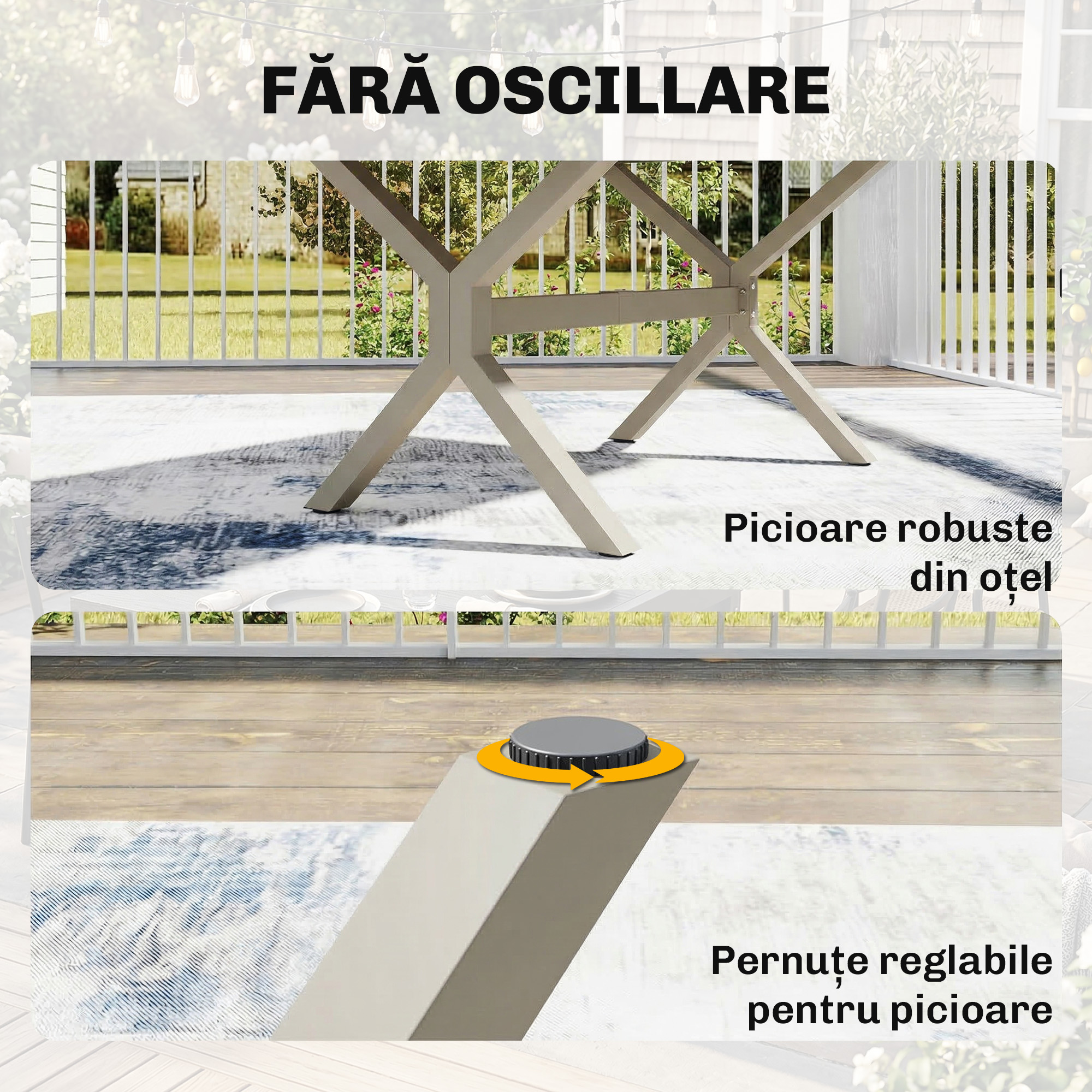  Masa Extensibila de Gradina pentru 8-10 Persoane, din Aluminiu si Otel, 154/214x85x73 cm, Gri [5]