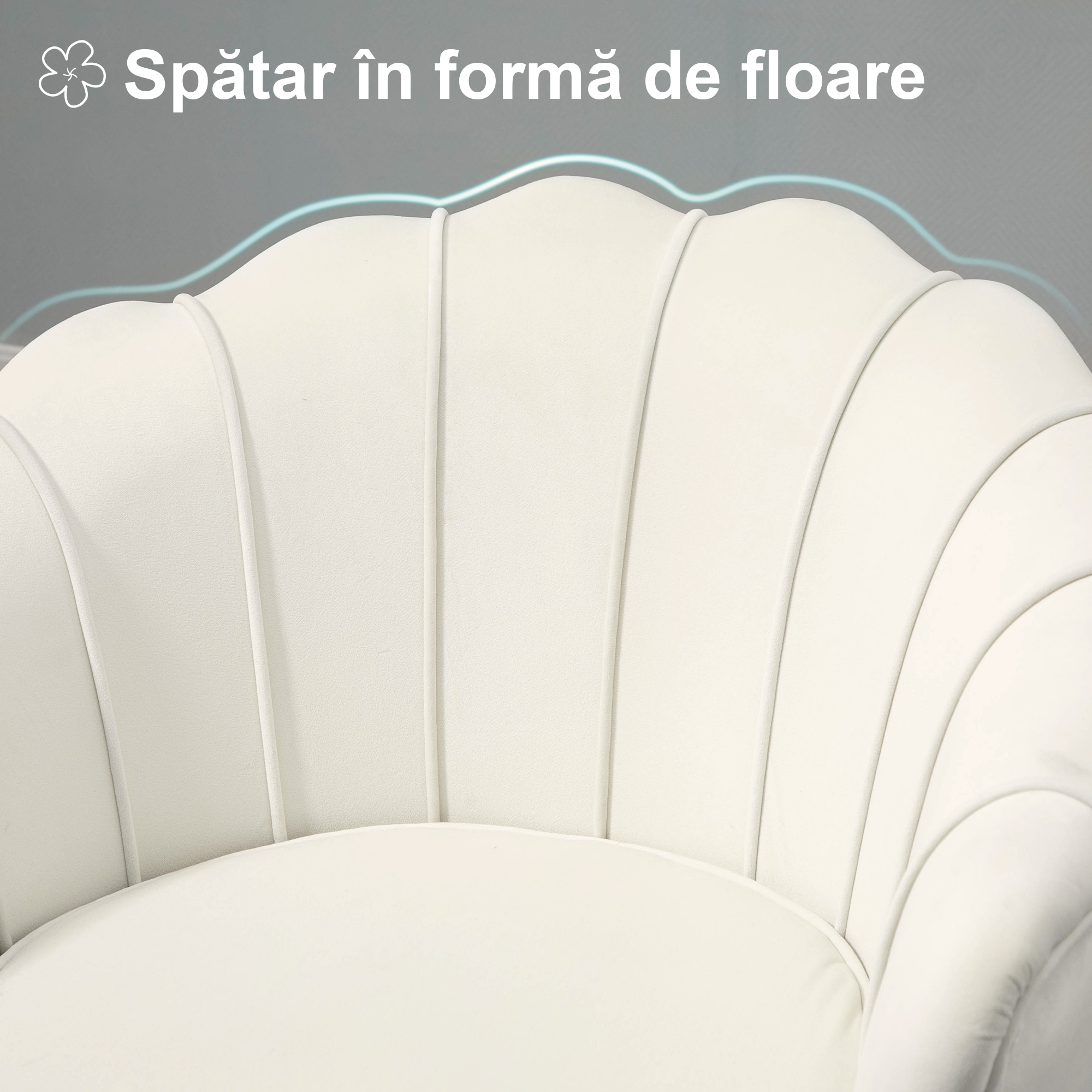  Fotoliu Vintage Catifea Crem - Retro & Elegant [3]