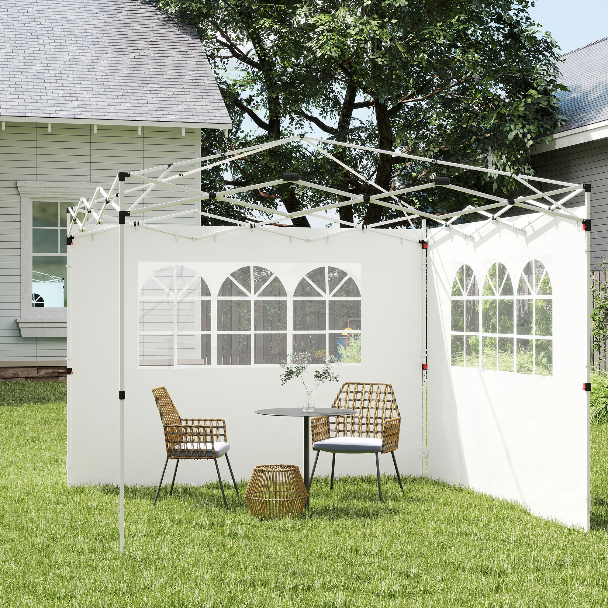  Panouri Laterale pentru Foisor Pop-Up, 3x2m, Alb [7]