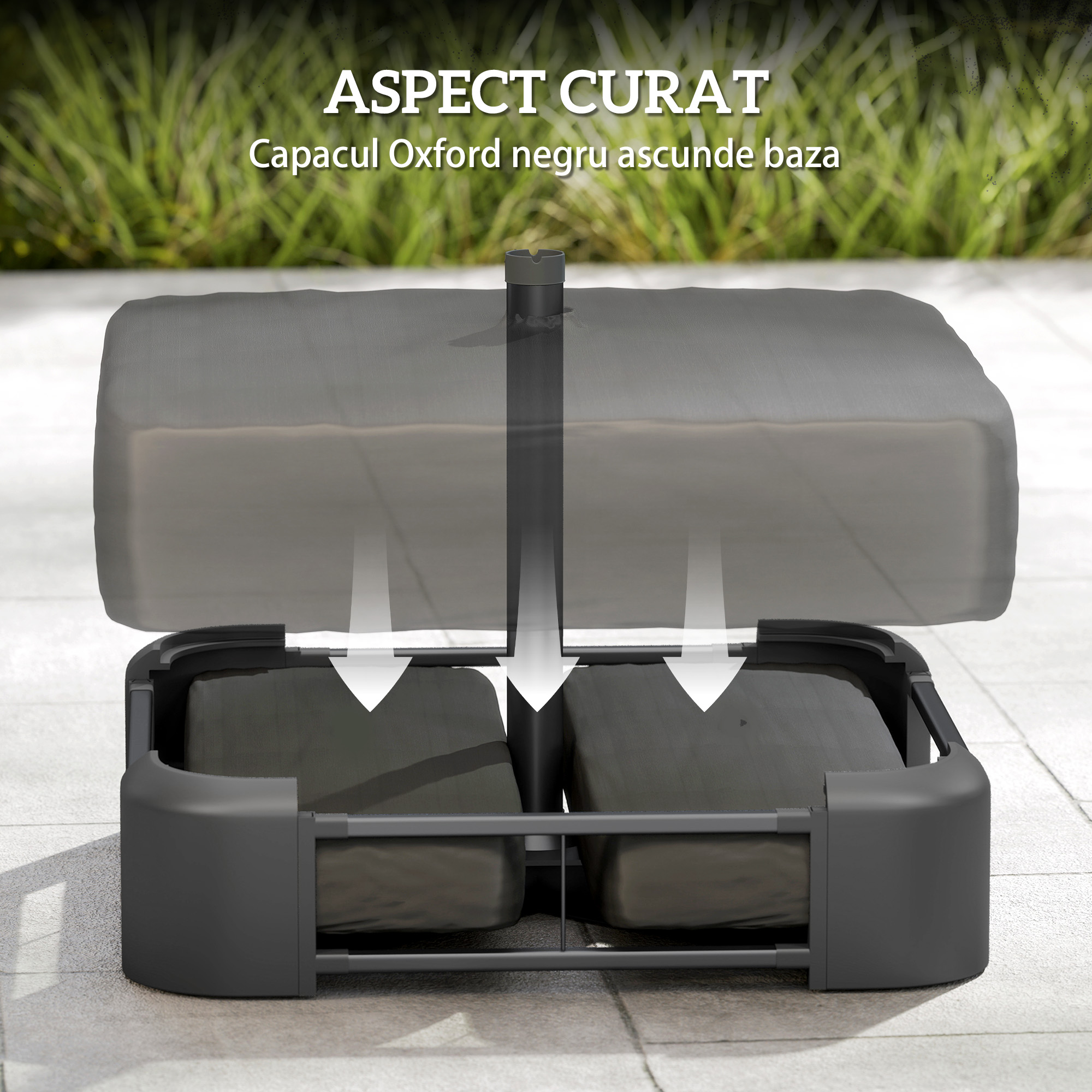  Baza pentru Umbrela Reumplibila cu Nisip 80 kg/Nisip Umed 90 kg, pentru Tije de Ø48 mm, Negru [6]