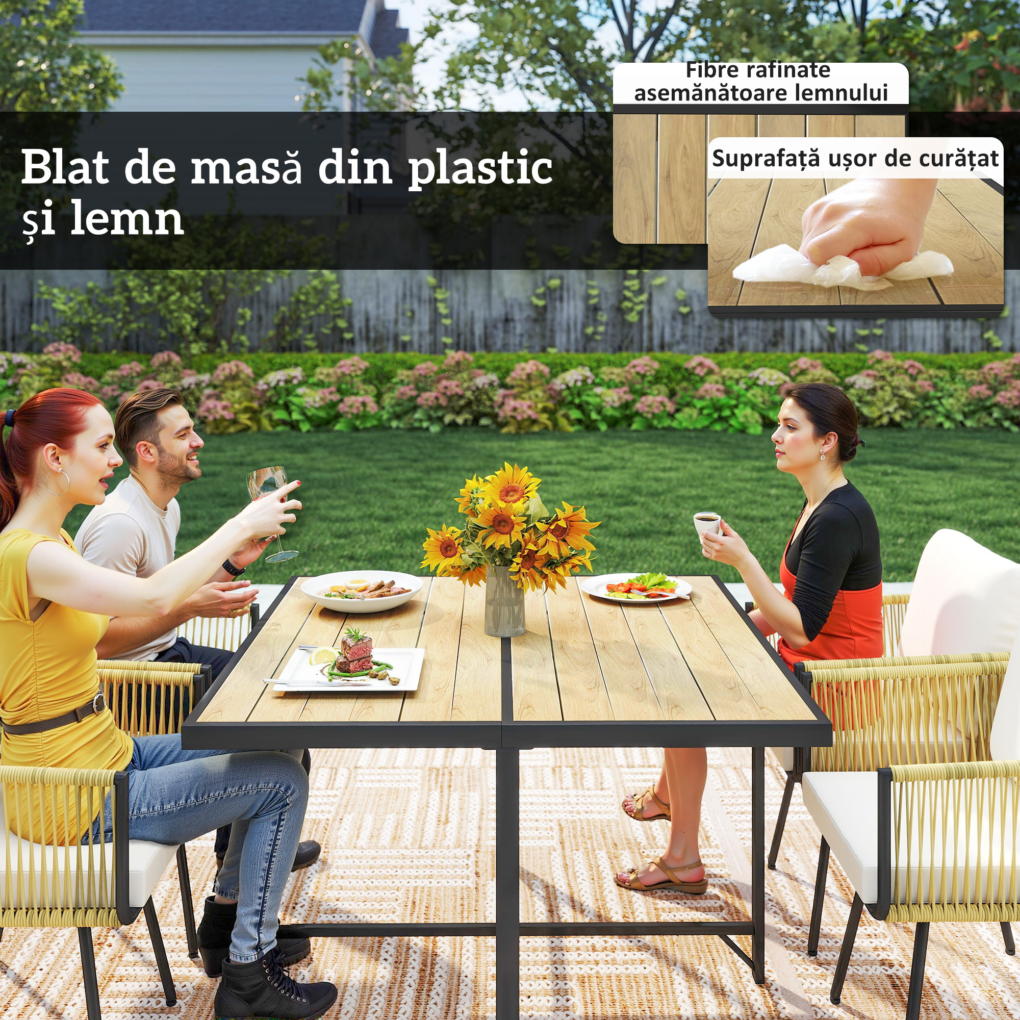  Set de Gradina 5 Piese cu Masa din Lemn-Plastic [6]