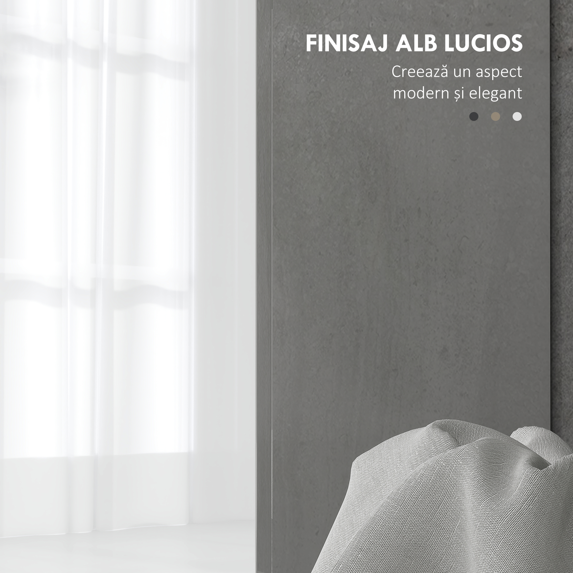  Dulap Sub Chiuveta - Alb Lucios, Cu 2 Usi si Rafturi Reglabile [5]