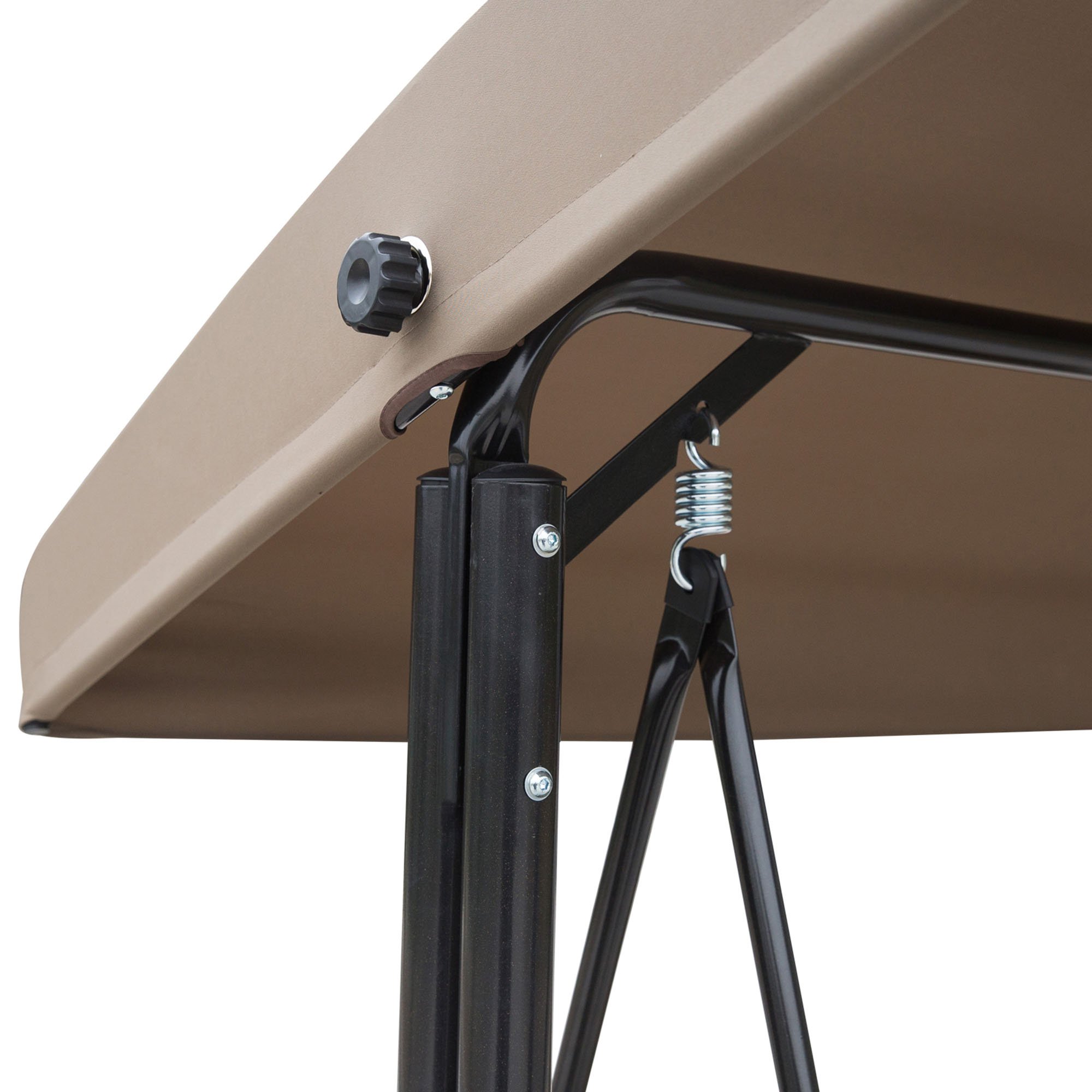  Balansoar de Gradina cu 3 Scaune, Acoperis si Buzunare de Depozitare, Gri [8]