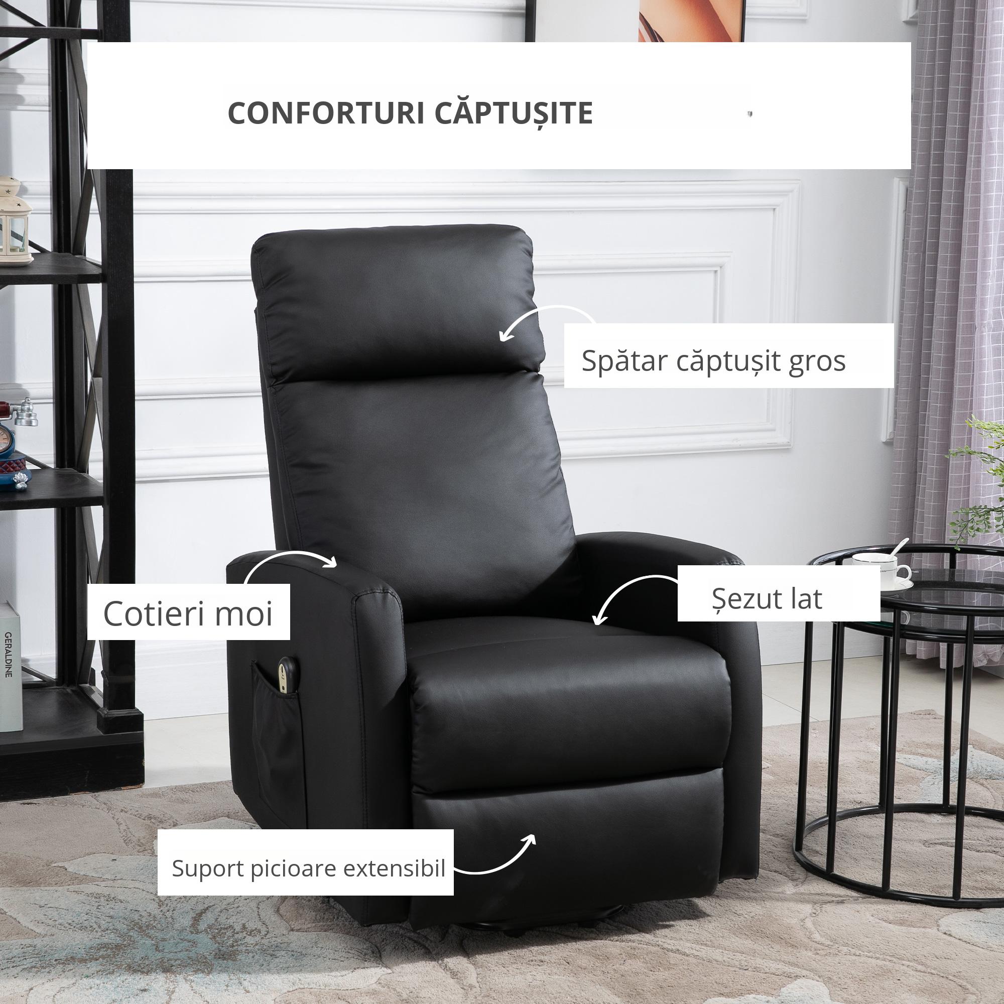  Fotoliu Ridicare Electric 145° - Rabatabil pentru Varstnici, Negru [4]