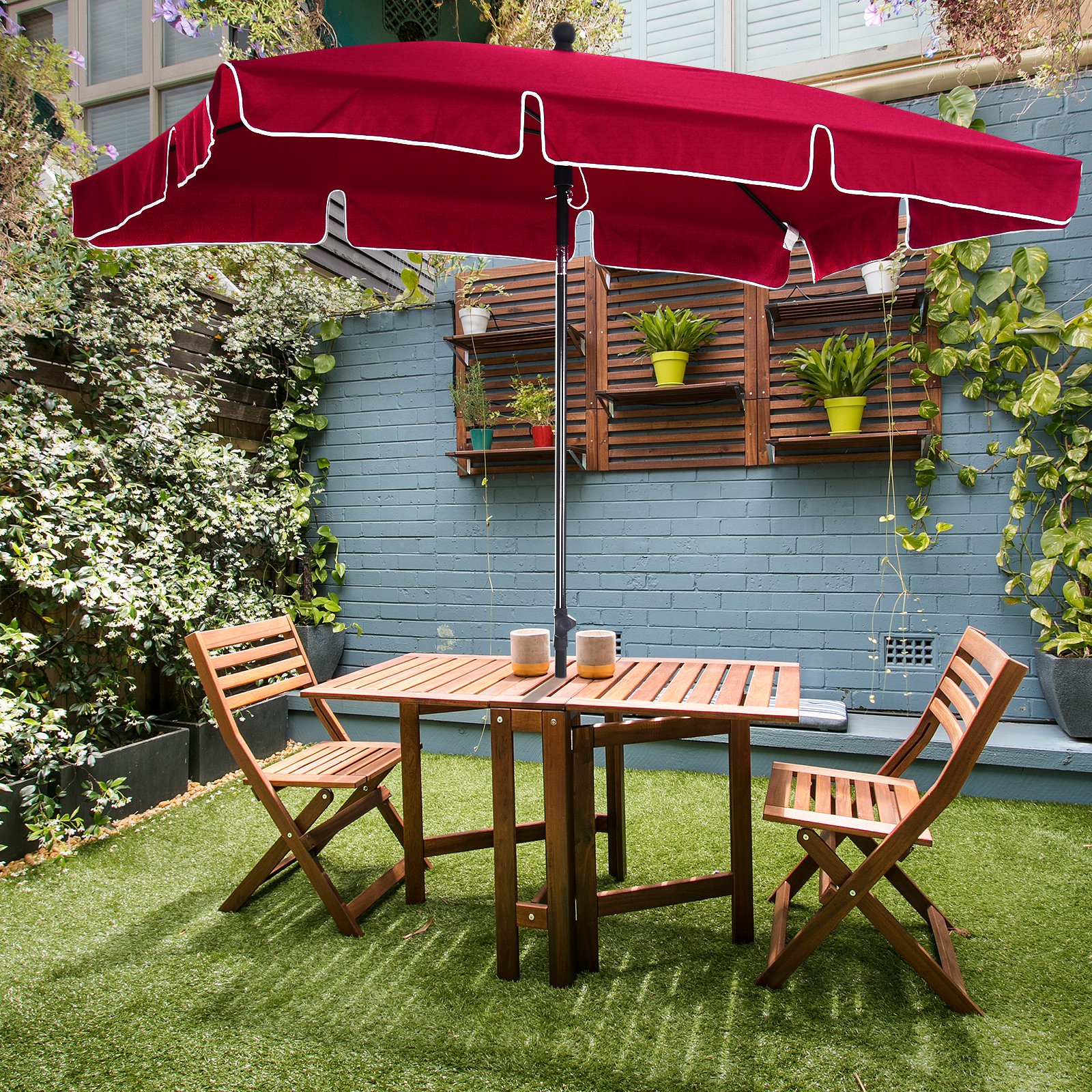  Umbrela de Gradina Dreptunghiulara Reglabila in aluminiu, Rosu [1]