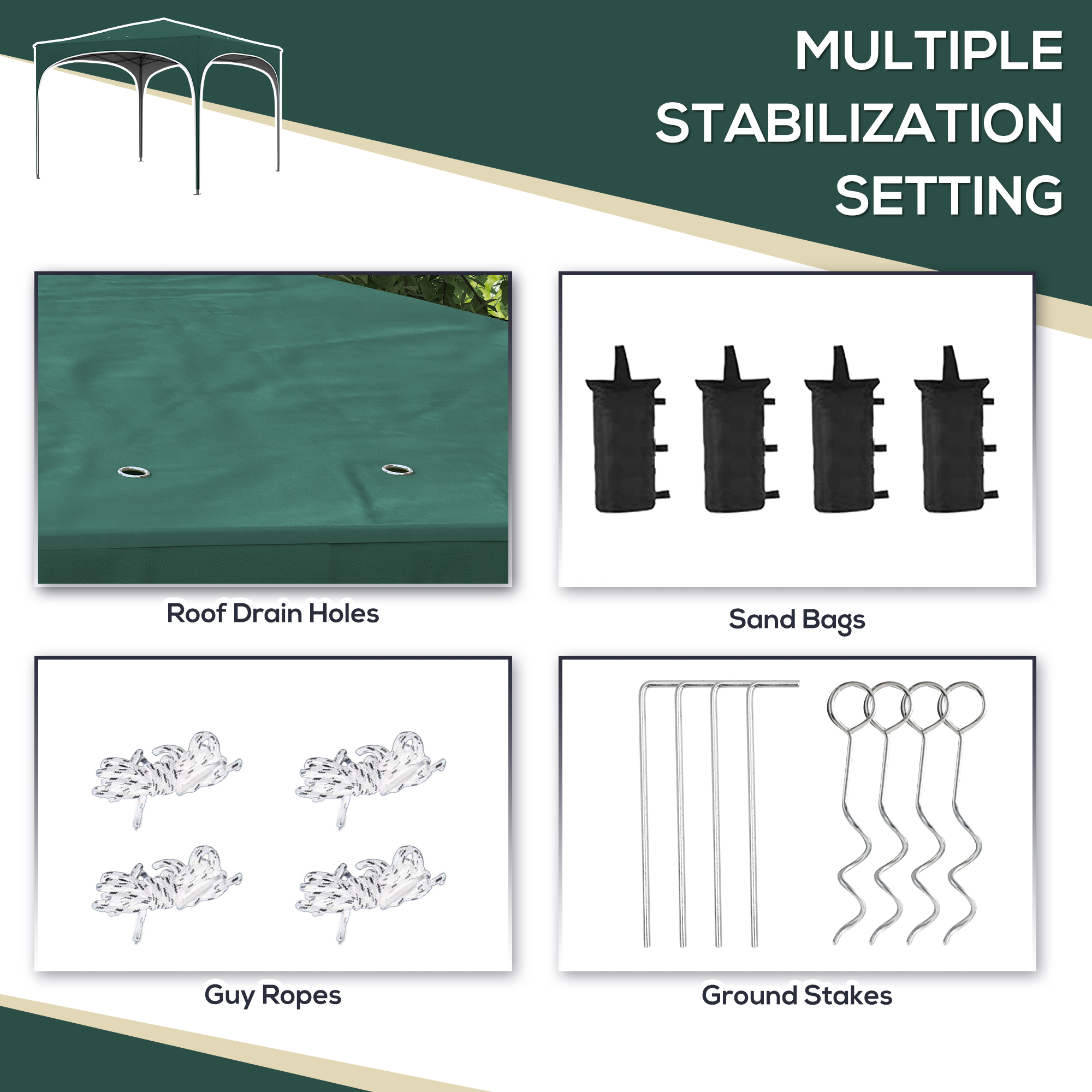  Cort cu Copertina Pliabila de 3x3m, Verde [5]