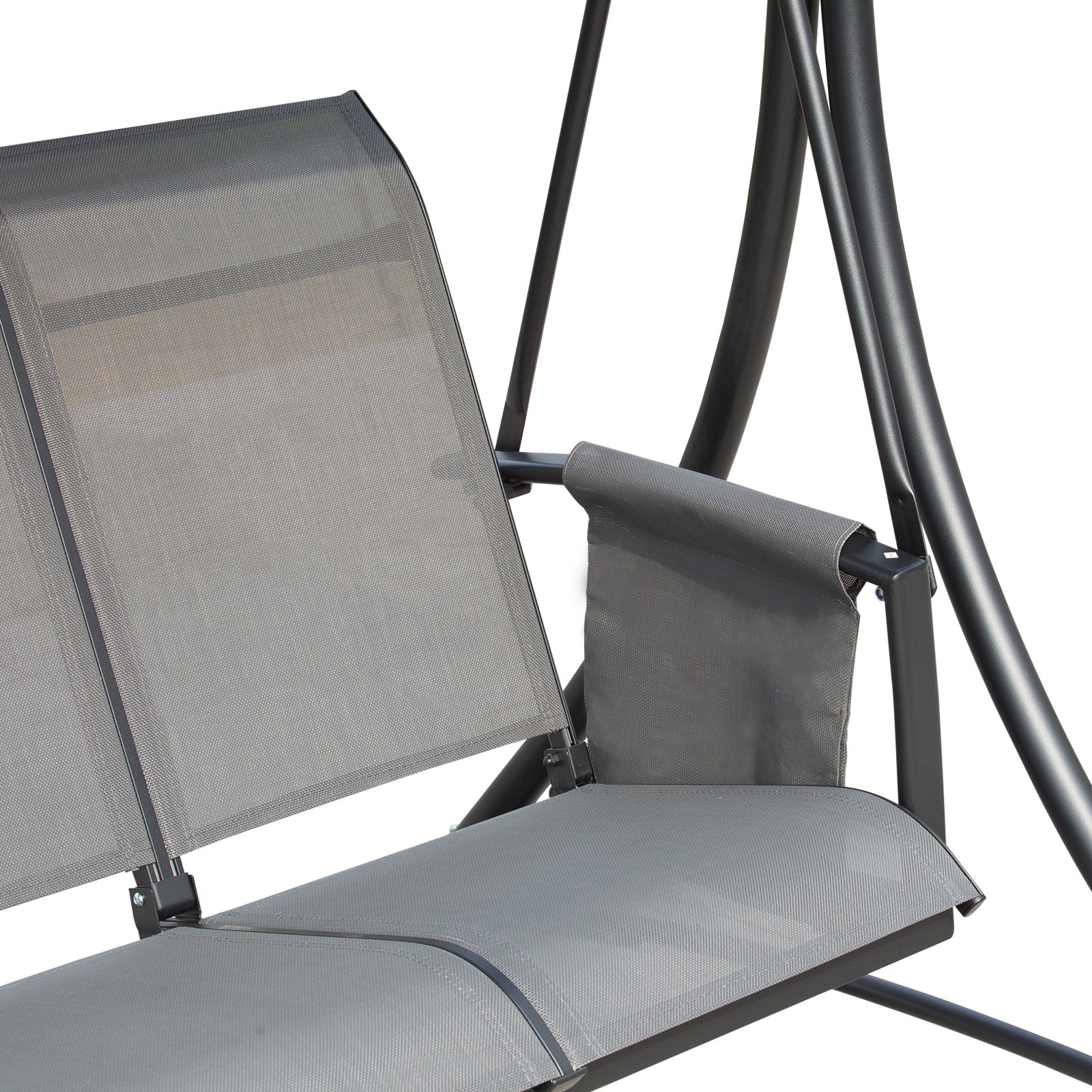  Balansoar de Gradina cu 3 scaune Acoperis si Buzunare de depozitare, Gri [8]