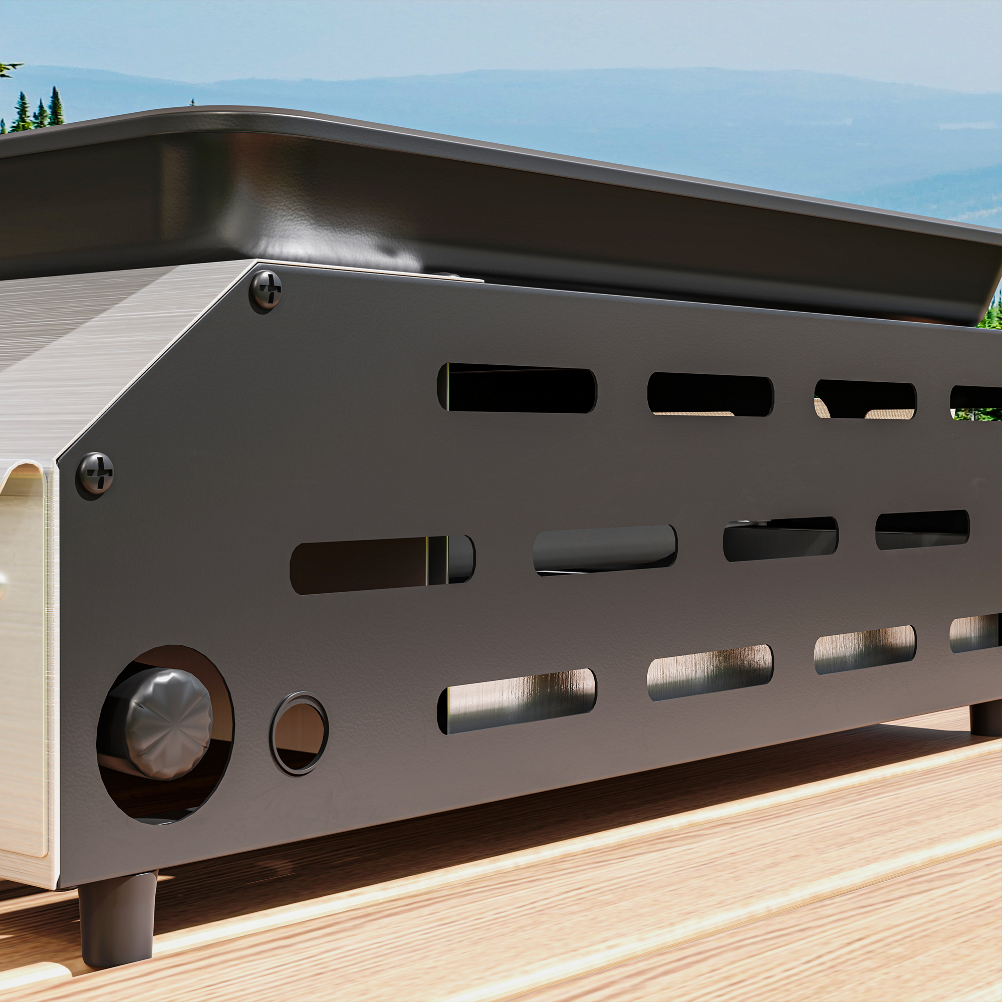  Gratar pe Gaz cu 4 Arzatoare, Picioare Reglabile si Tava de Colectare a Grasimii, 77x44.5x19 cm, Argintiu [8]