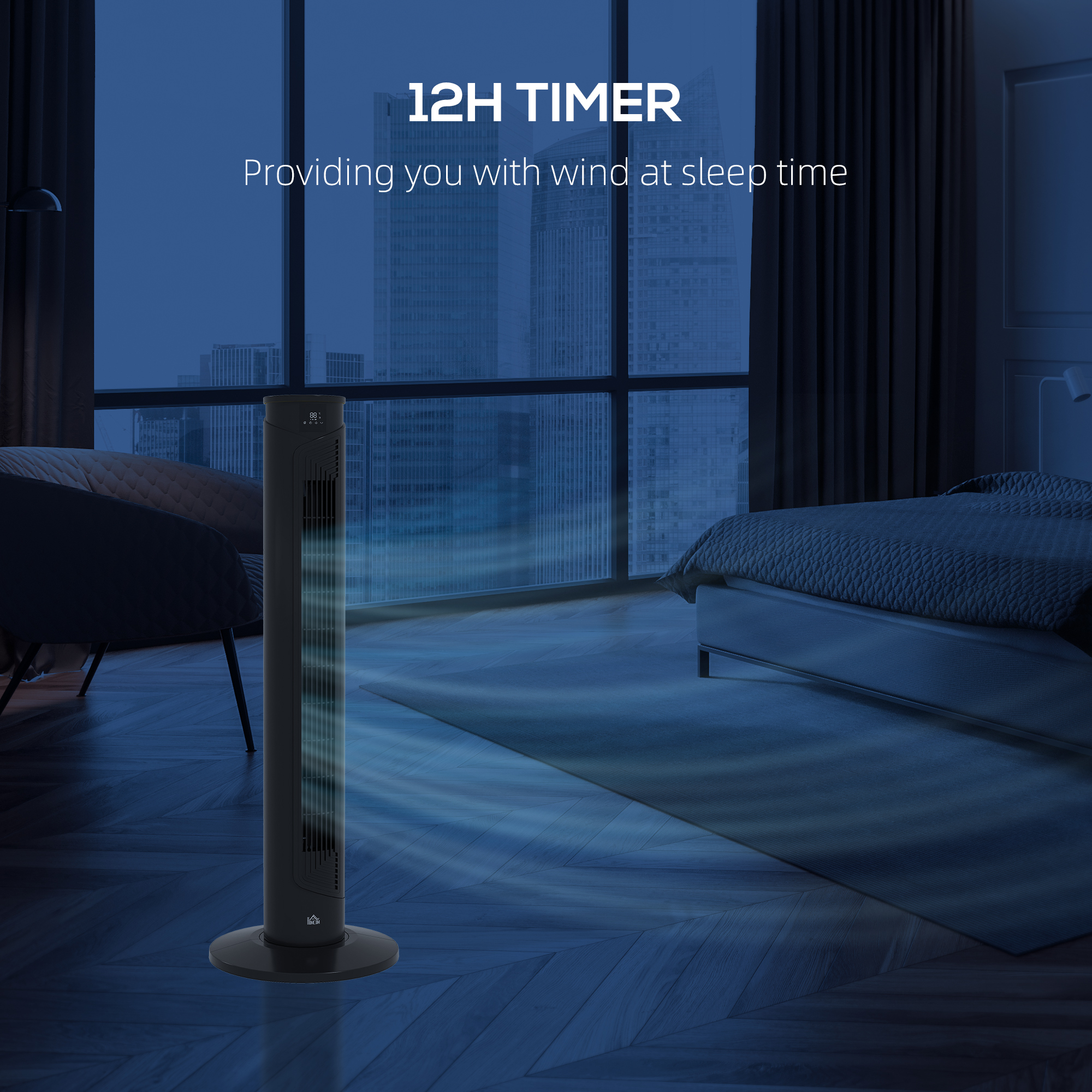  Ventilator turn 45W cu 4 moduri si 3 viteze, timer de 12h, din ABS, Ø31.5x93 cm, negru [6]