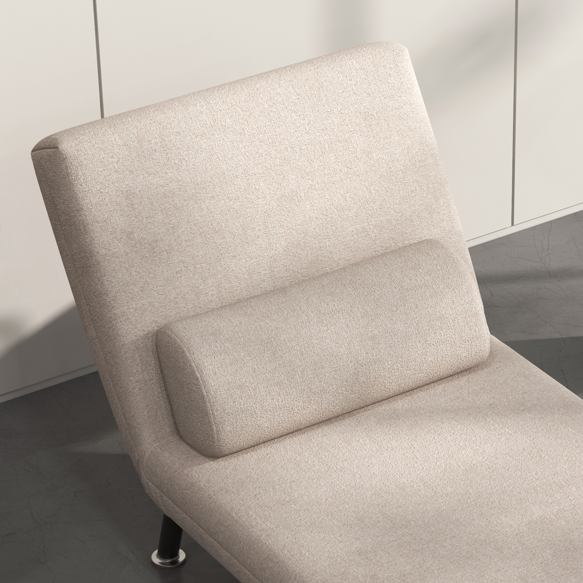  Fotoliu Pat Extensibil - 1 Persoana, cu Saltea & Perna Bej [8]