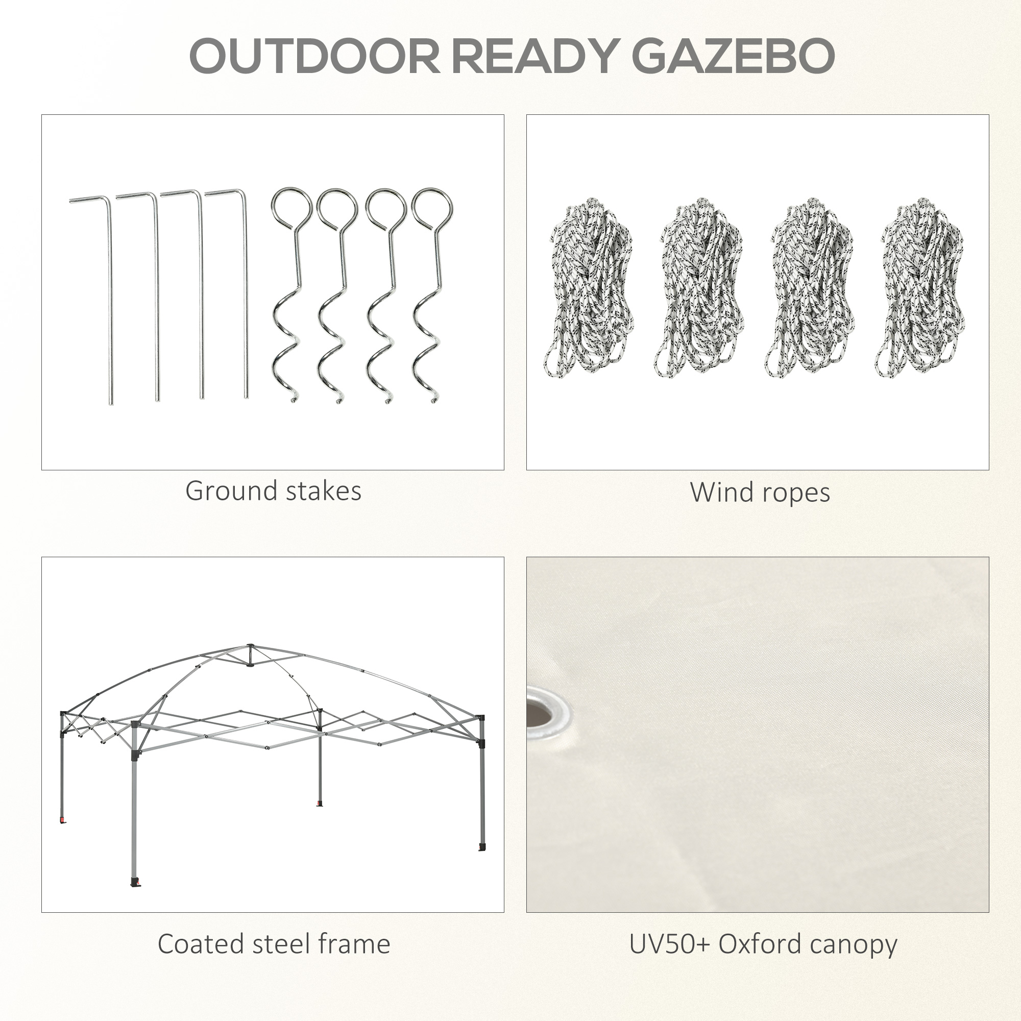  Pavilion pliabil 3 x 3 (m) cu plase si geanta de transport cu rotile, cort de evenimente cu inaltime reglabila, cort de gradina, curte, bej [5]