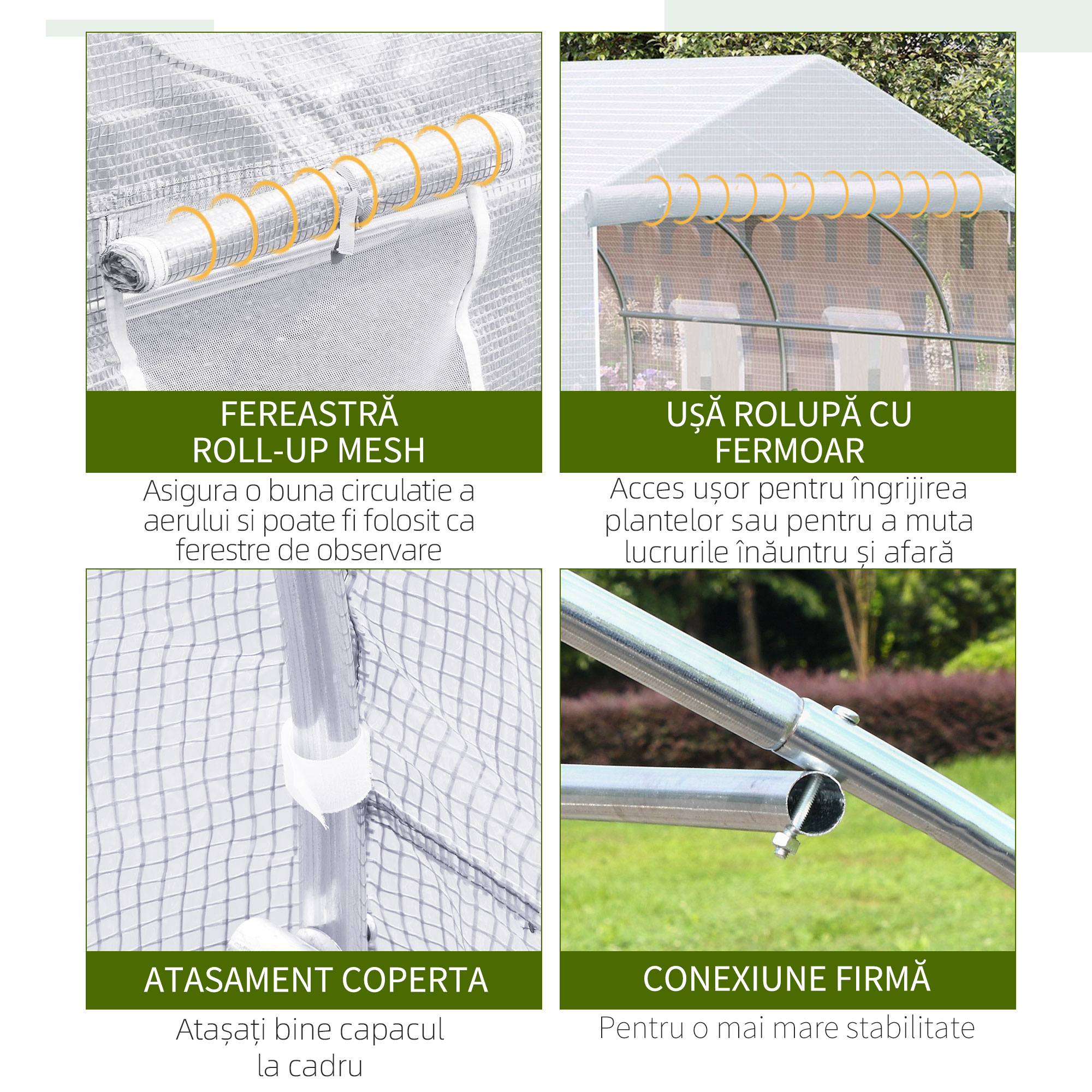  Sera Gradina 450×300×200 cm - Fier & PE, Acoperis inclinat [5]