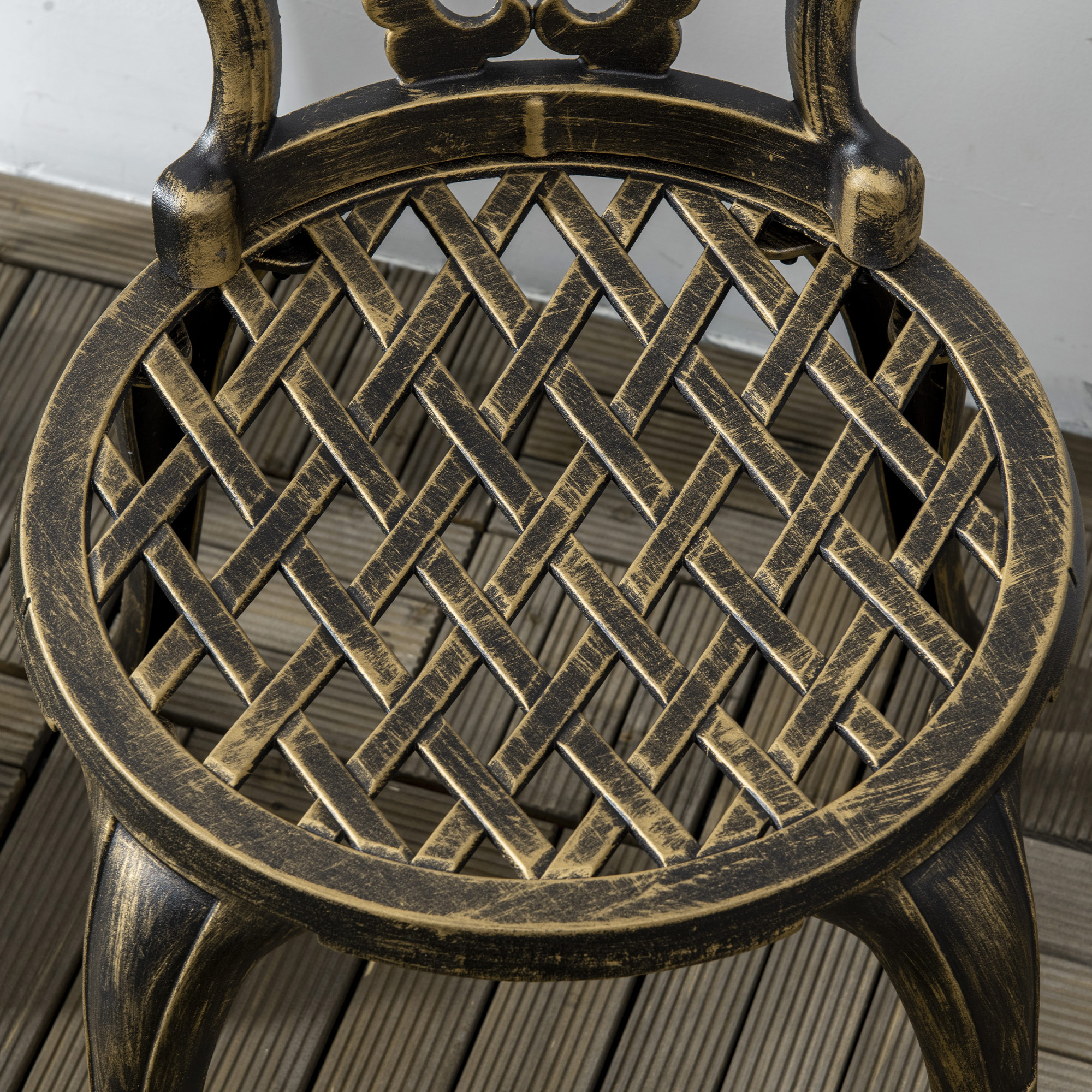  Set de Exterior 3 Piese din Aluminiu cu 2 Scaune de Gradina si Masa Rotunda cu Orificiu pentru Umbrela, Bronz [6]