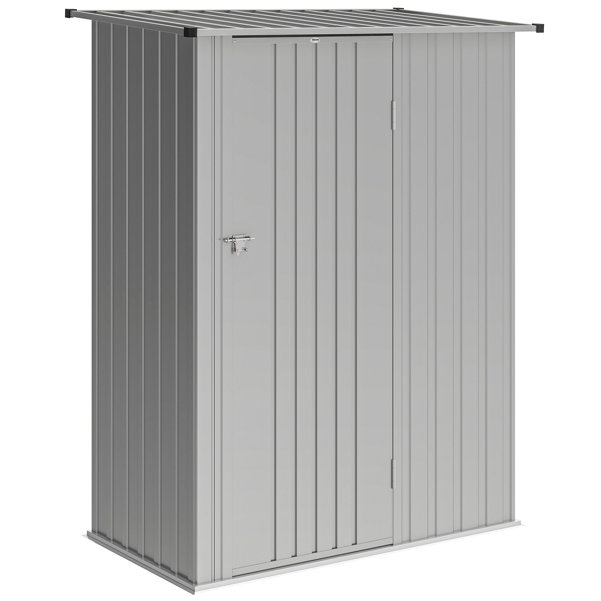 Gradina & balcon -  Casuta pentru Gradina 1,07m² din Otel Galvanizat, Casuta pentru Unelte cu Usa Blocabila, Acoperis inclinat, 142x86x189 cm, Argintiu