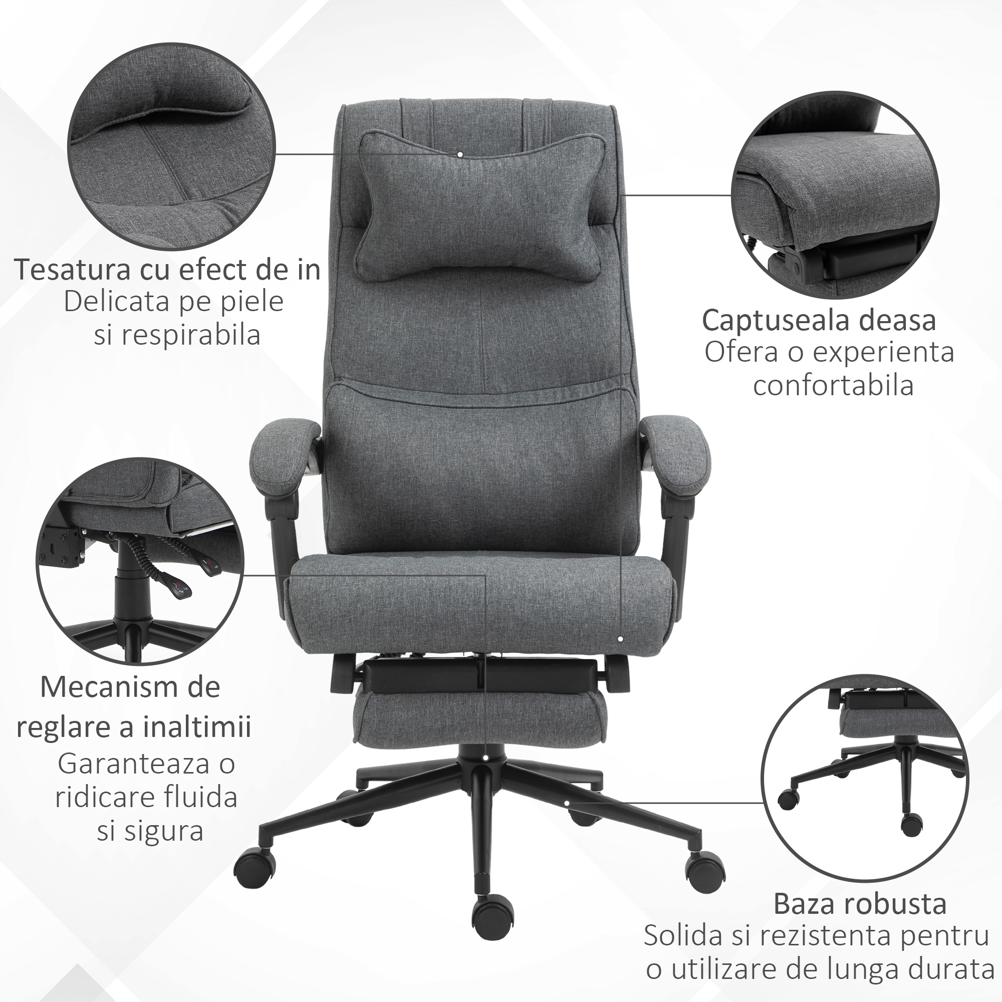 Scaun Birou Ergonomic Reglabil cu Tetiera si Suport Picioare [5]