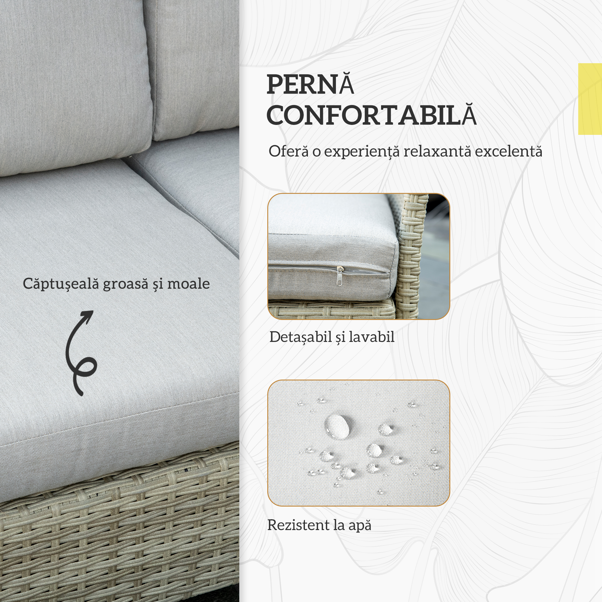  Mobilier pentru gradina 7 bucati, modular cu masuta, fotoliu, fotoliu de colt si 2 canapele din ratan PE cu perne, bej [5]