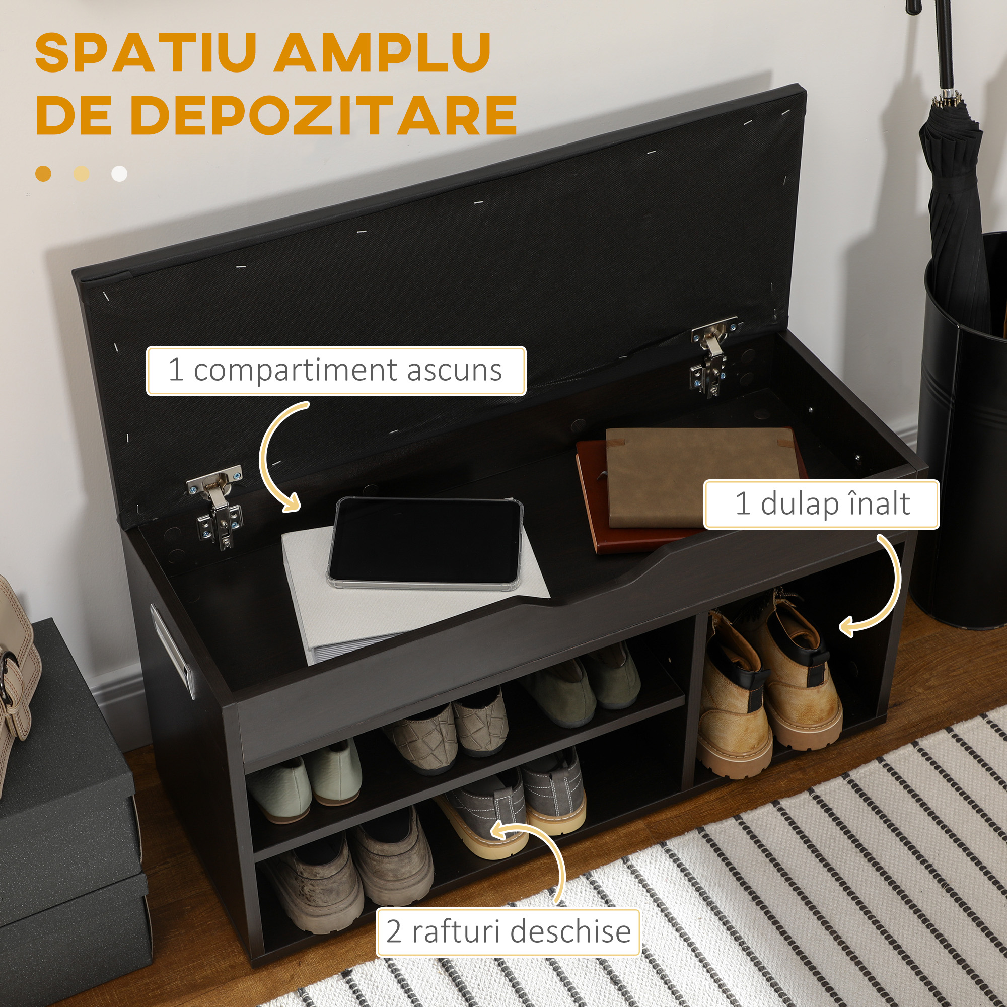  Banca Pantofi - Compartimente Deschise & Spatiu Depozitare [4]