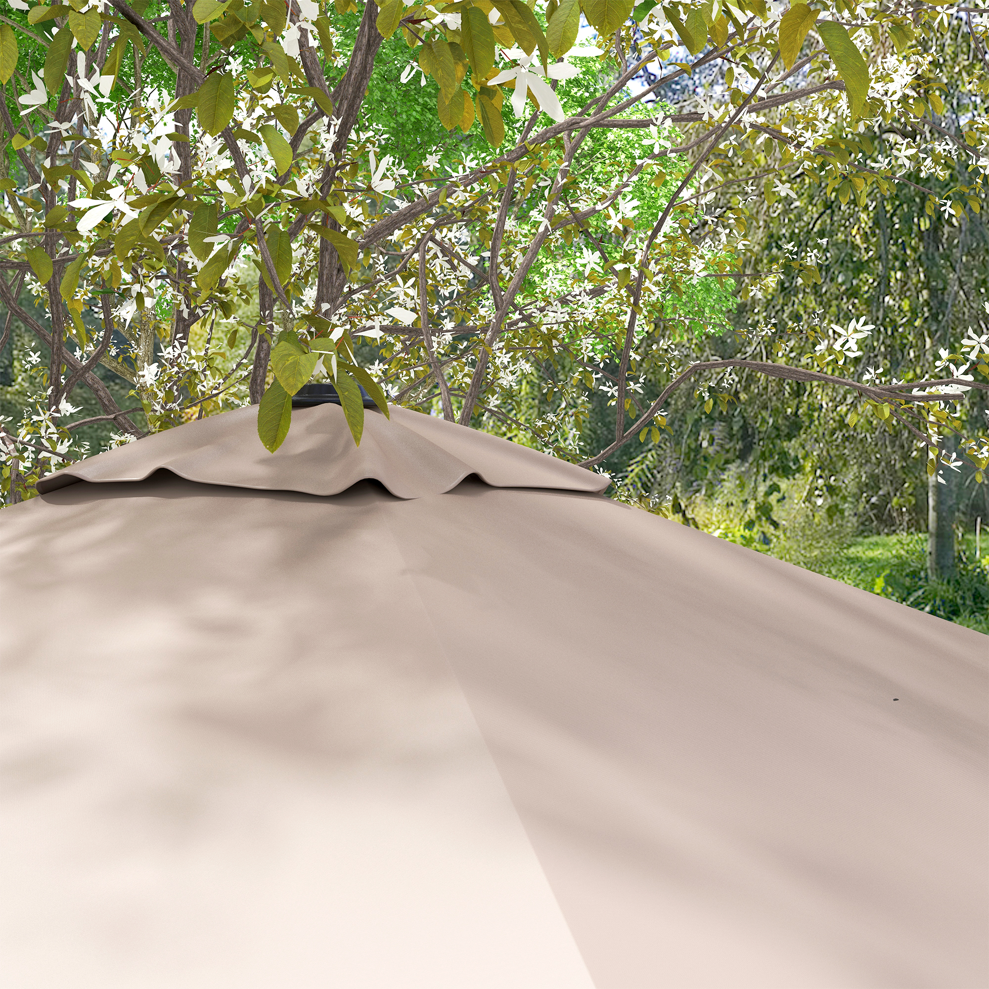  Umbrela de Soare cu 8 Lamele cu Pedala si Manivela, Umbrela de Soare din Aluminiu si Poliester, 295x295x266 cm, Kaki [8]