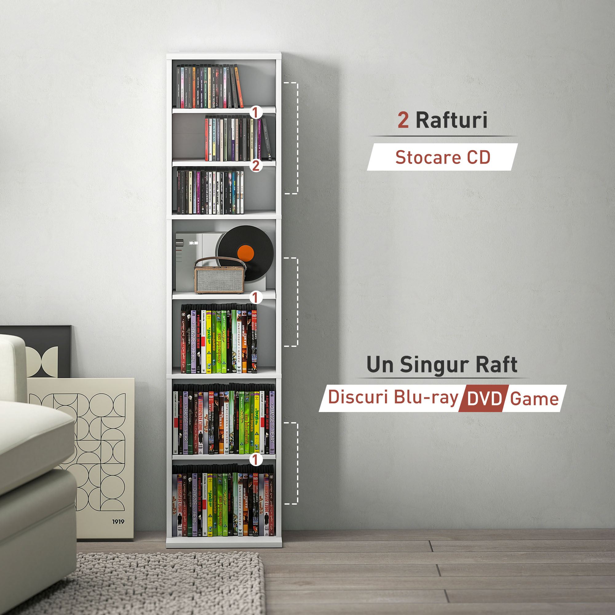  Unitate de Stocare pentru 260 de CD-uri/120 de DVD-uri - Alb [7]